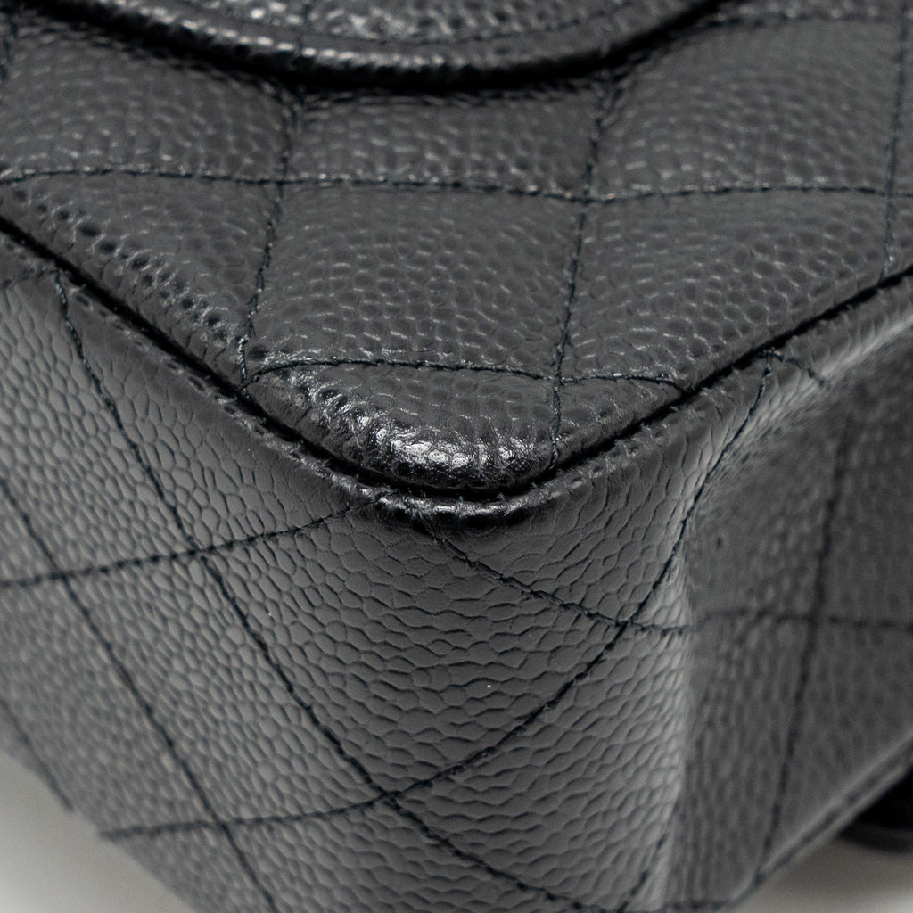 CHANEL SMALL CLASSIC DOUBLE FLAP BAG CAVIAR BLACK GHW(MICROCHIP)