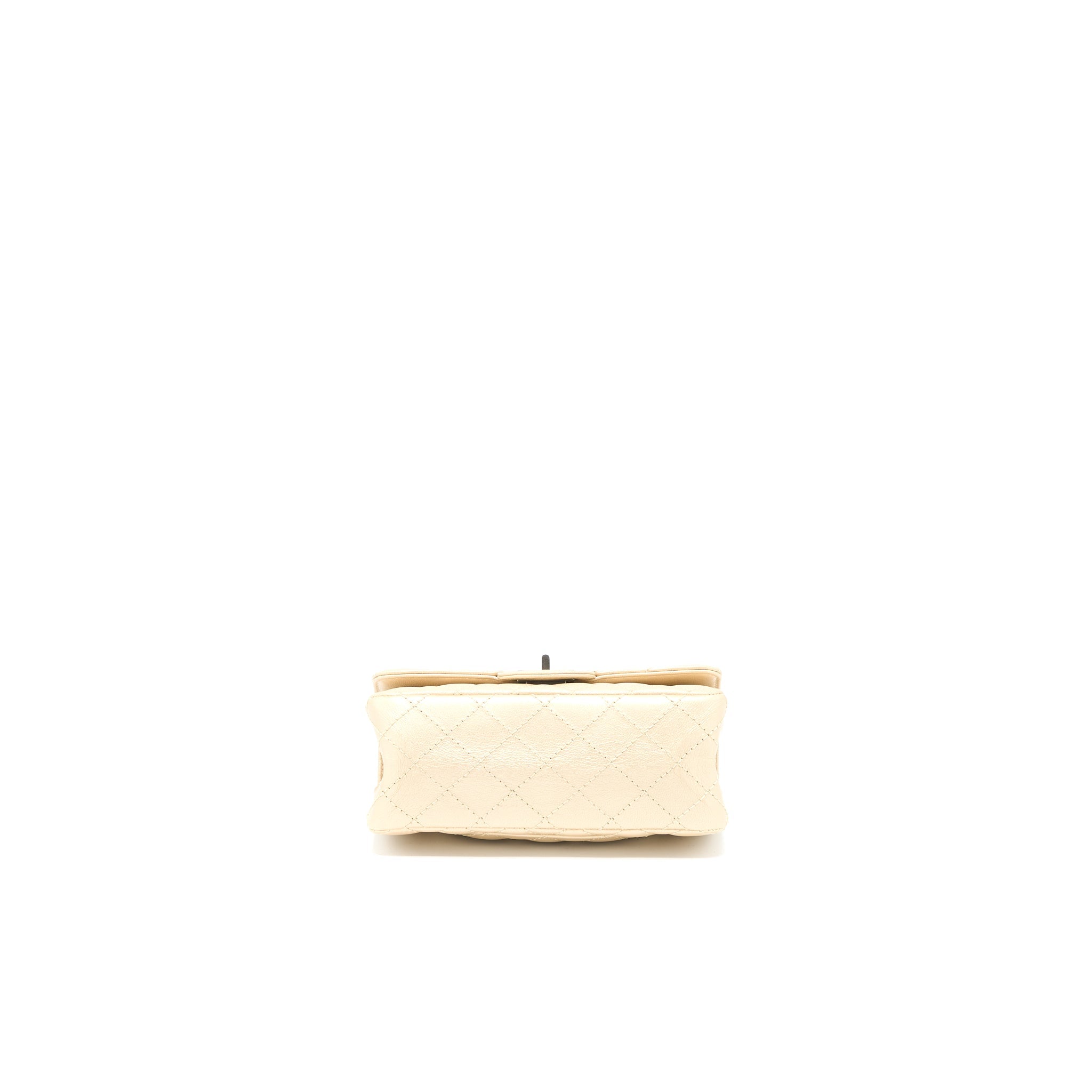 CHANEL 2.55 MINI REISSUE FLAP BAG LAMBSKIN LIGHT BEIGE RUTHENIUM HARDWARE