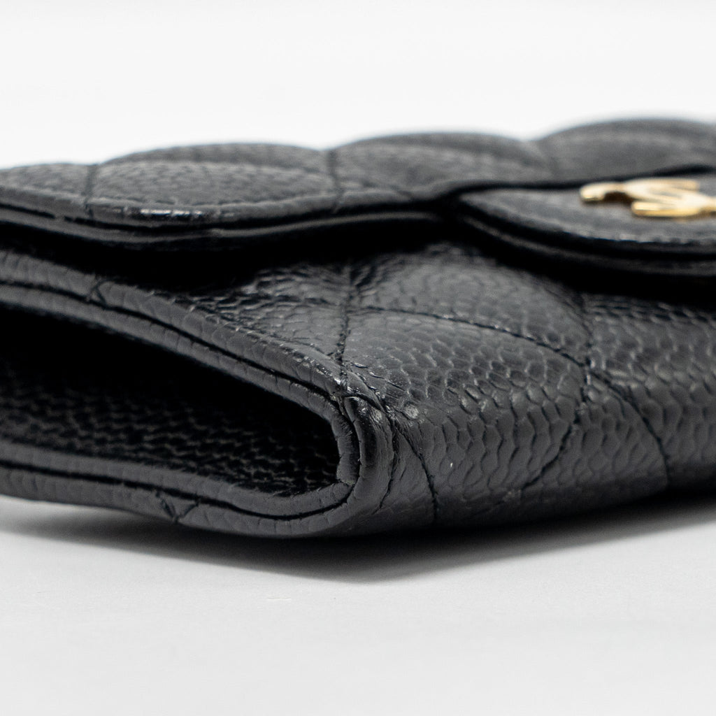 CHANEL CLASSIC FLAP CARD HOLDER CAVIAR BLACK GHW (MICROCHIP)