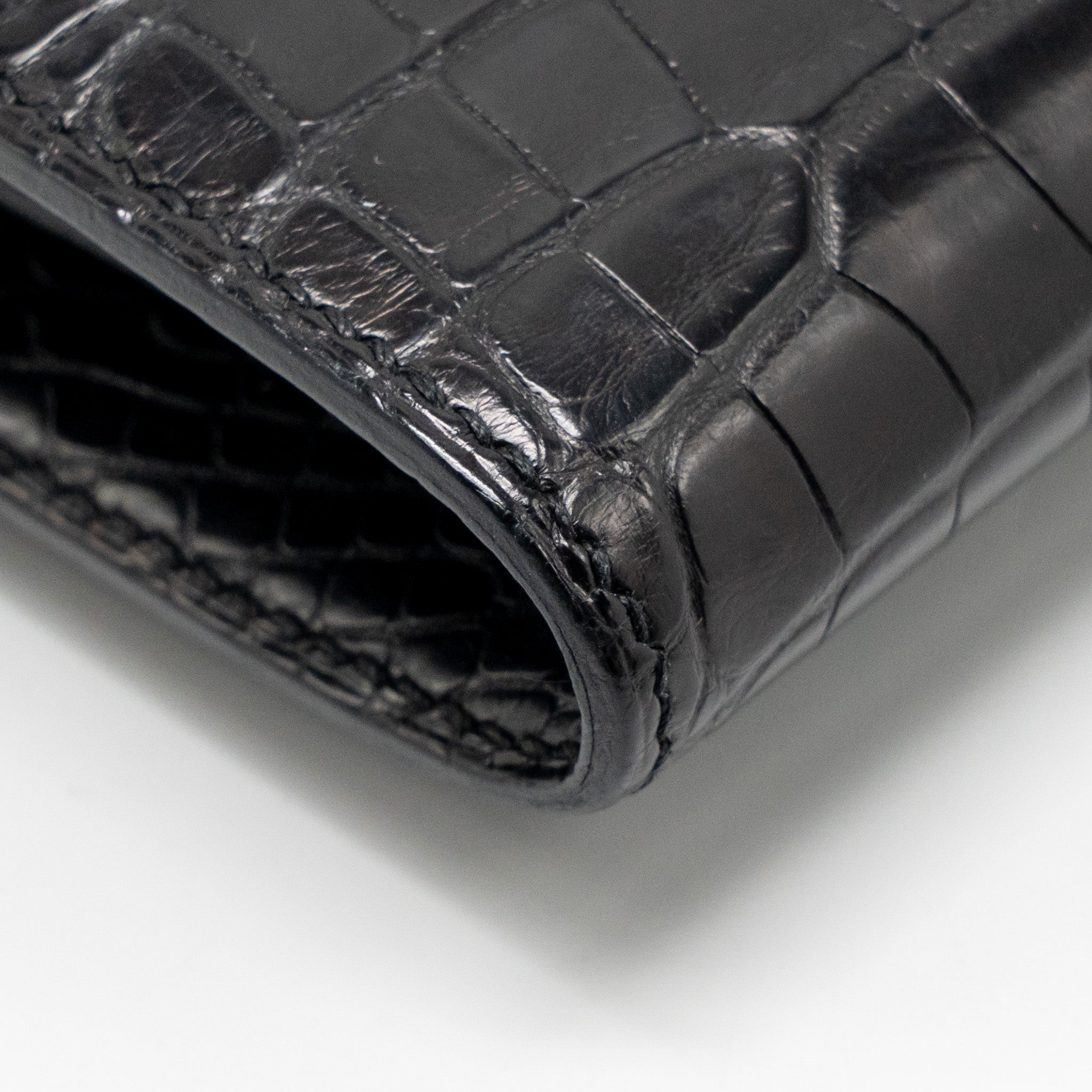 HERMES CONSTANCE WALLET ALLIGATOR MISSISSIPPIENSIS BLACK SHW