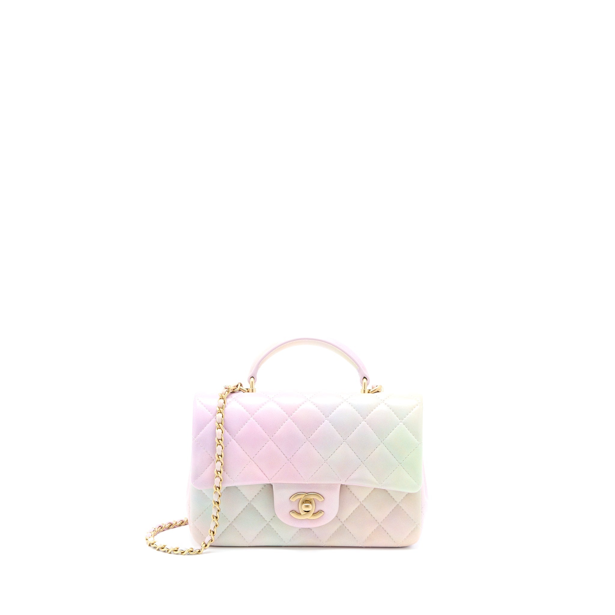 CHANEL TOP HANDLE MINI RECTANGULAR FLAP OMBRÉ MULTICOLOUR LAMBSKIN GHW (MICROCHIP)