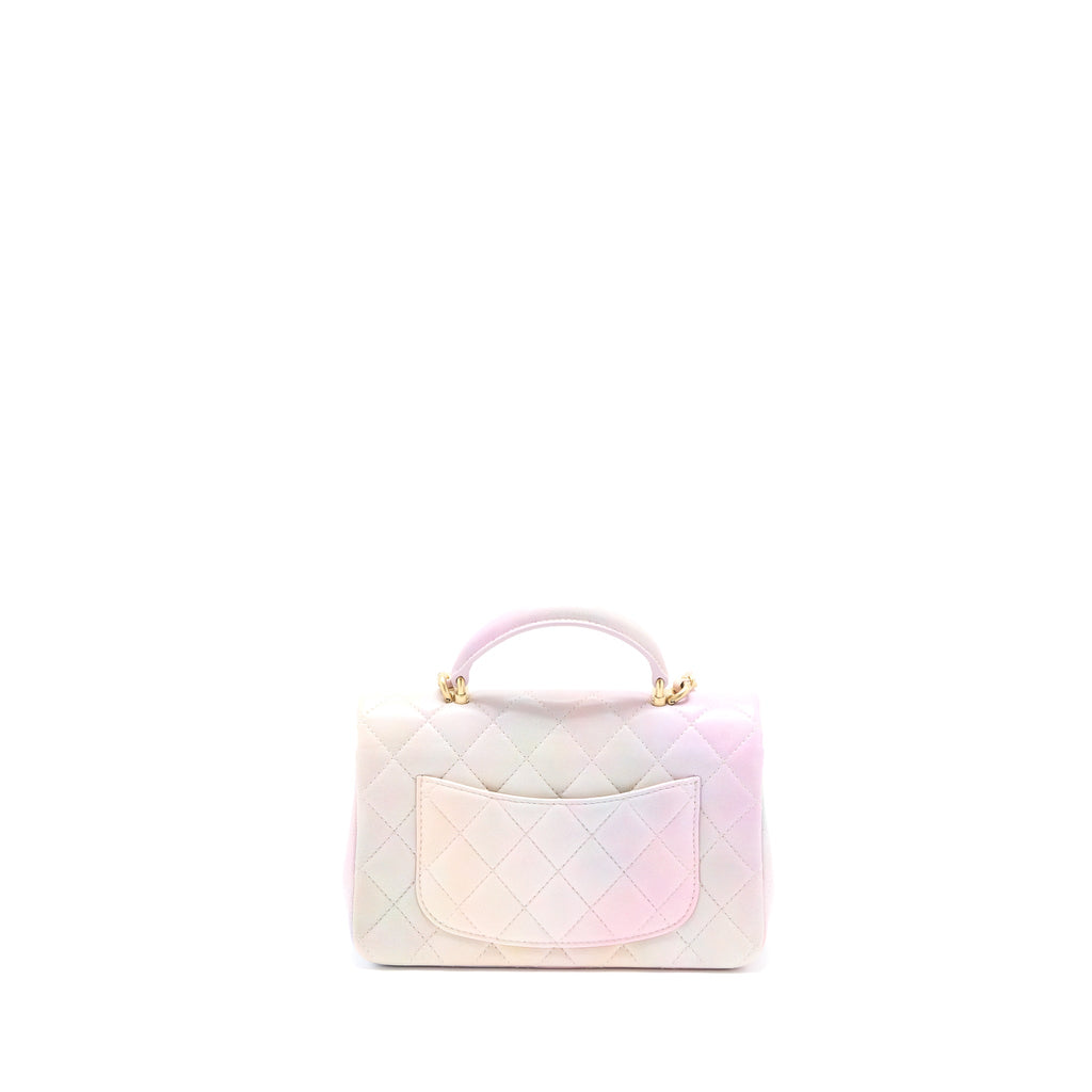 CHANEL TOP HANDLE MINI RECTANGULAR FLAP OMBRÉ MULTICOLOUR LAMBSKIN GHW (MICROCHIP)