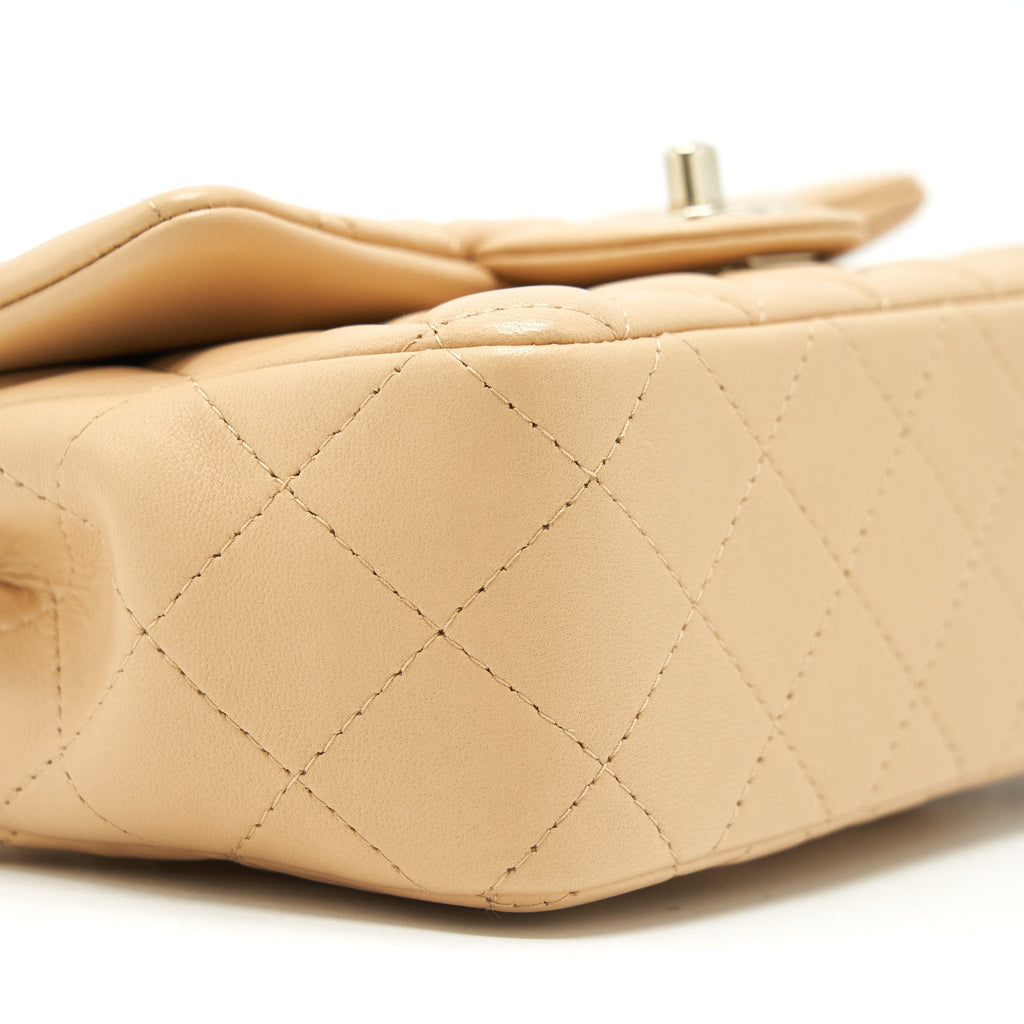 CHANEL MINI RECTANGULAR LAMBSKIN BEIGE LGHW(MICROCHIP)