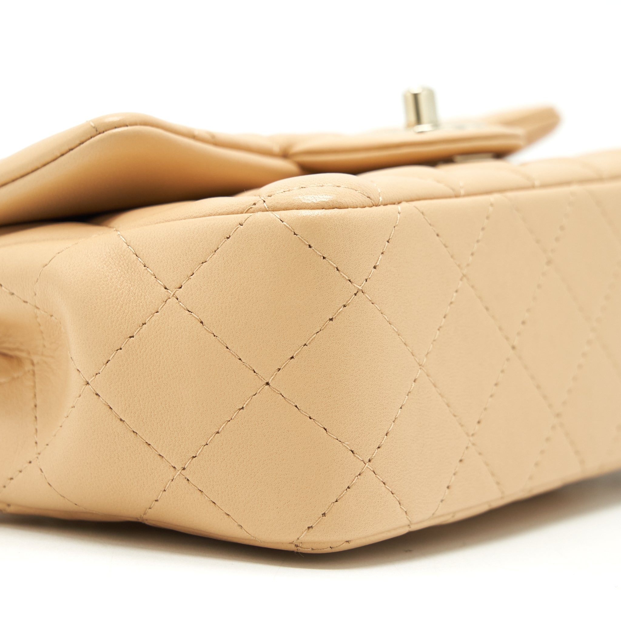 CHANEL MINI RECTANGULAR LAMBSKIN BEIGE LGHW(MICROCHIP)