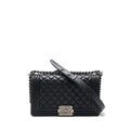 CHANEL MEDIUM BOY BLACK LAMBSKIN RUTHENIUM SHW