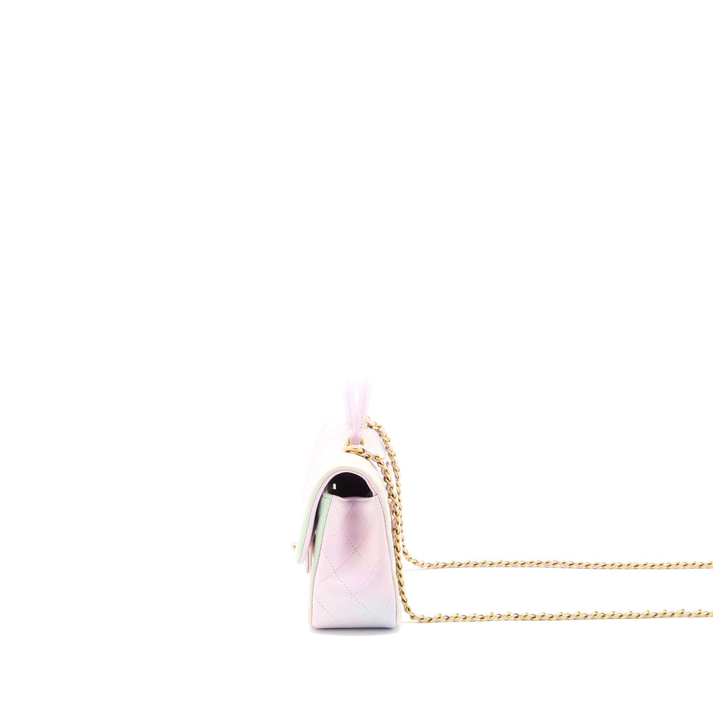 CHANEL TOP HANDLE MINI RECTANGULAR FLAP OMBRÉ MULTICOLOUR LAMBSKIN GHW (MICROCHIP)