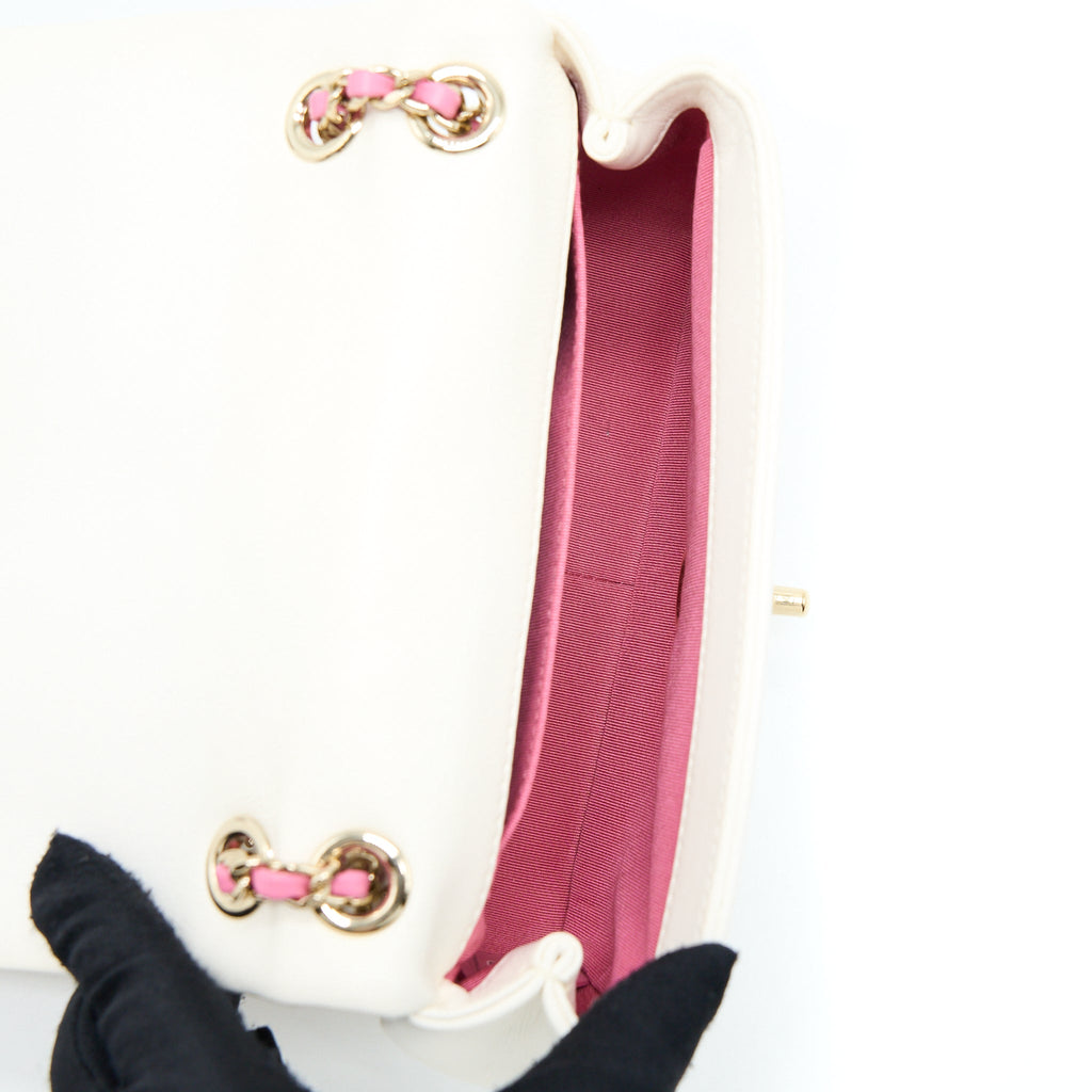 CHANEL SMALL FLAP BAG LAMBSKIN WHITE/MULTICOLOR LGHW