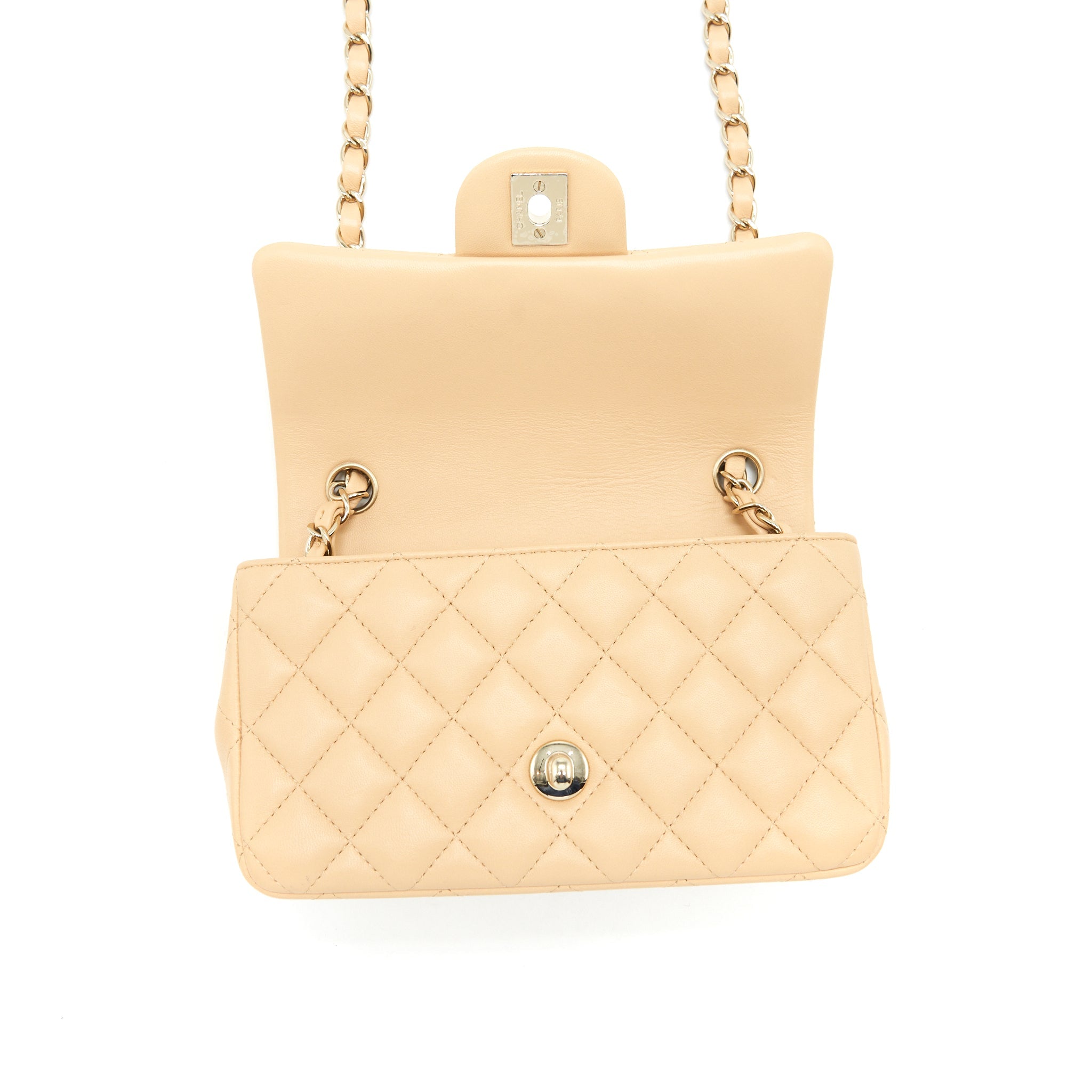 CHANEL MINI RECTANGULAR LAMBSKIN BEIGE LGHW(MICROCHIP)
