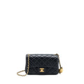 CHANEL PEARL CRUSH MINI RECTANGULAR FLAP BAG LAMBSKIN BLACK BRUSHED GHW