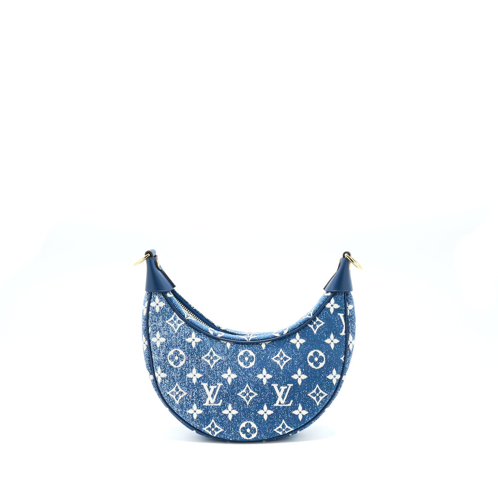 LOUIS VUITTON HALF-MOON LOOP BAGUETTE HANDBAG DENIM BLUE GHW