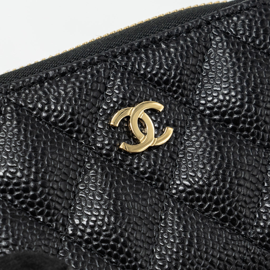 CHANEL ZIP CARD HOLDER CAVIAR BLACK GHW