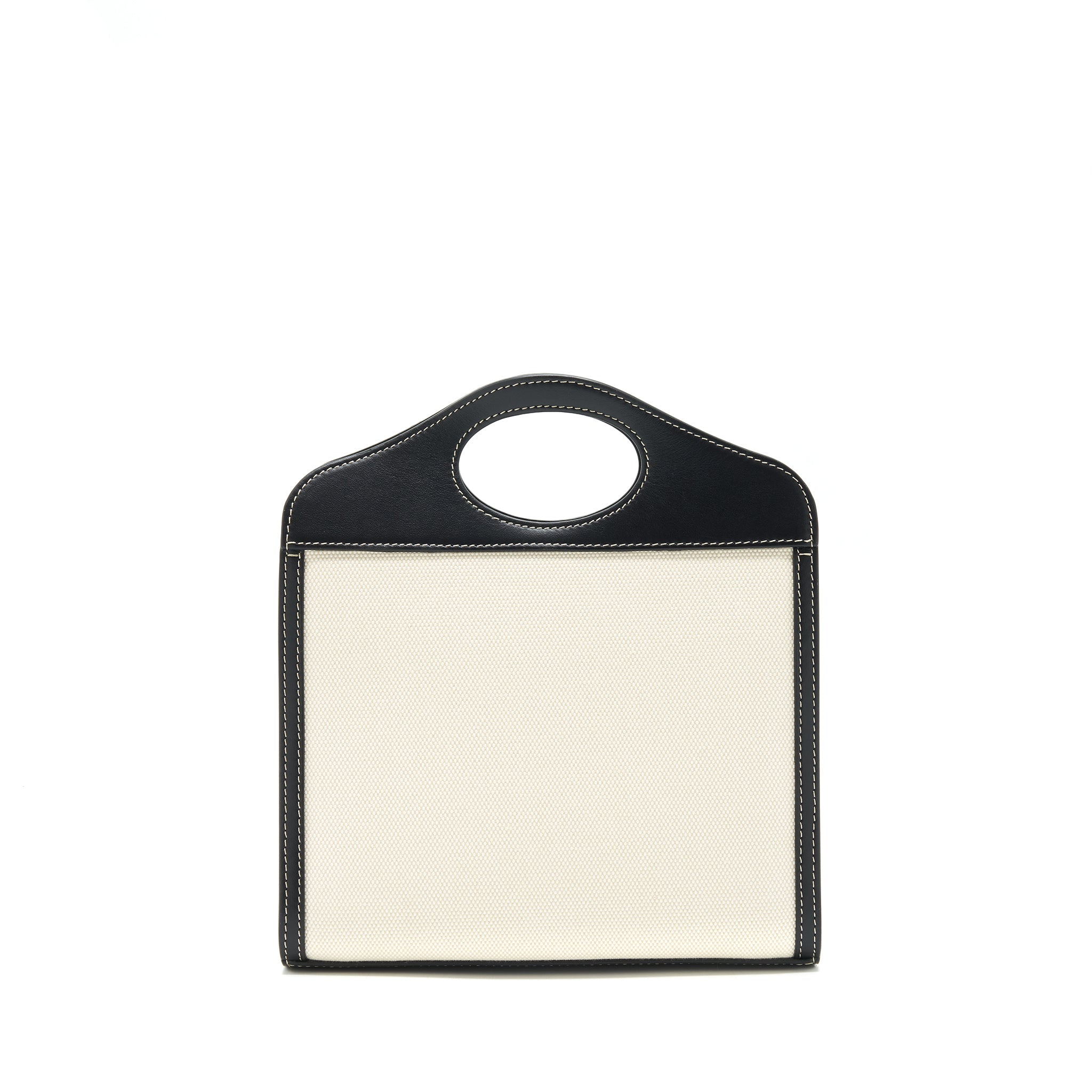 BURBERRY MINI TWO-TONE CANVAS/LEATHER POCKET BAG
