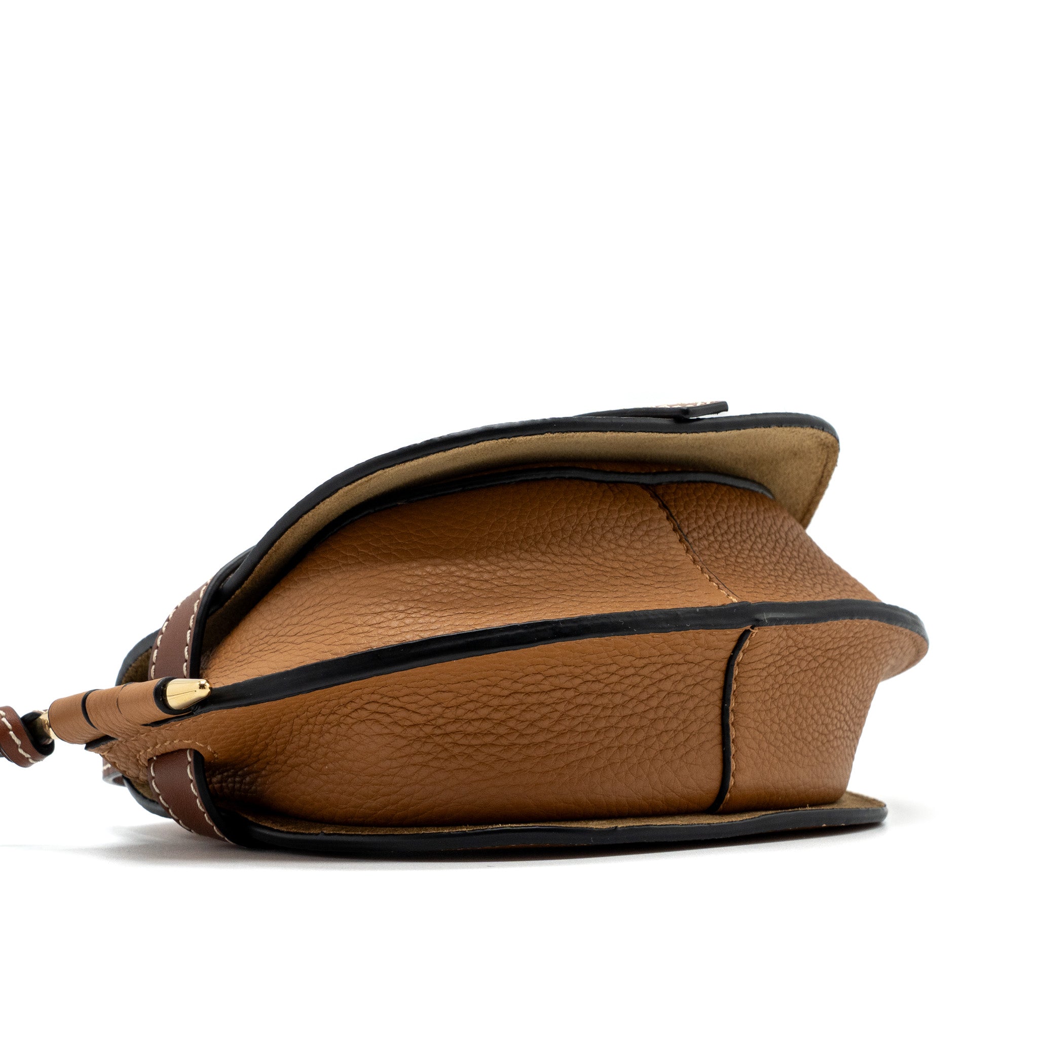LOEWE MINI GATE GRAINED CALFSKIN BROWN GHW