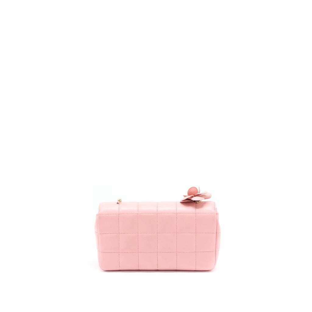 CHANEL CAMELLIA MINI FLAP BAG LAMBSKIN PINK GHW