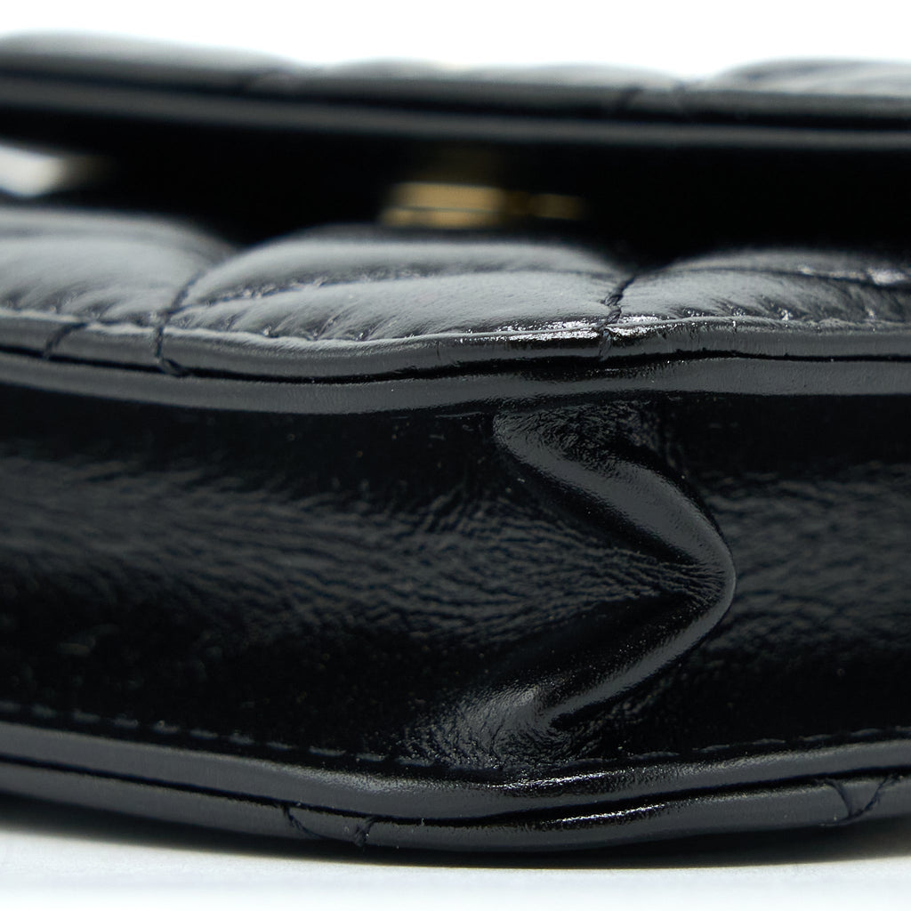 CHANEL MINI FLAP BAG WITH GIANT PEARL CHAIN LAMBSKIN BLACK LGHW