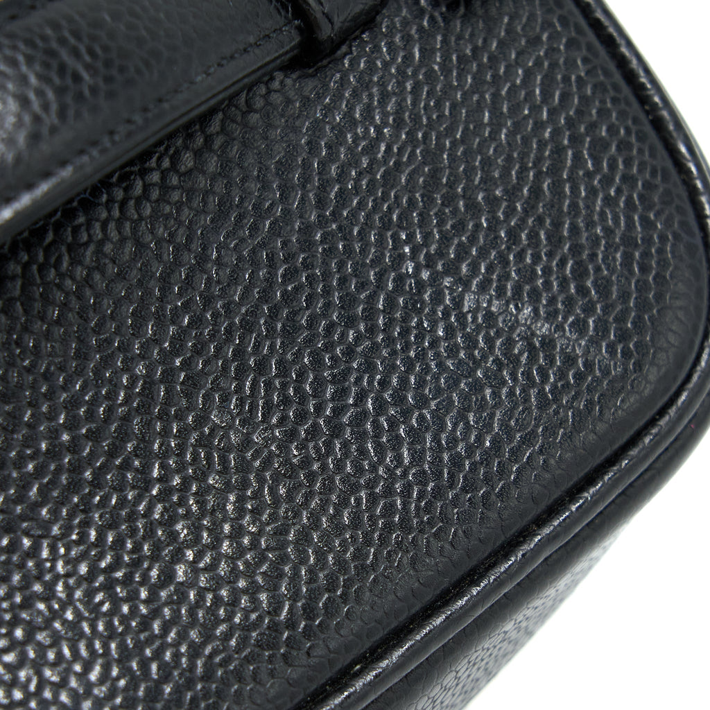 CHANEL VINTAGE VANITY CASE WITH CHAIN CAVIAR BLACK GHW