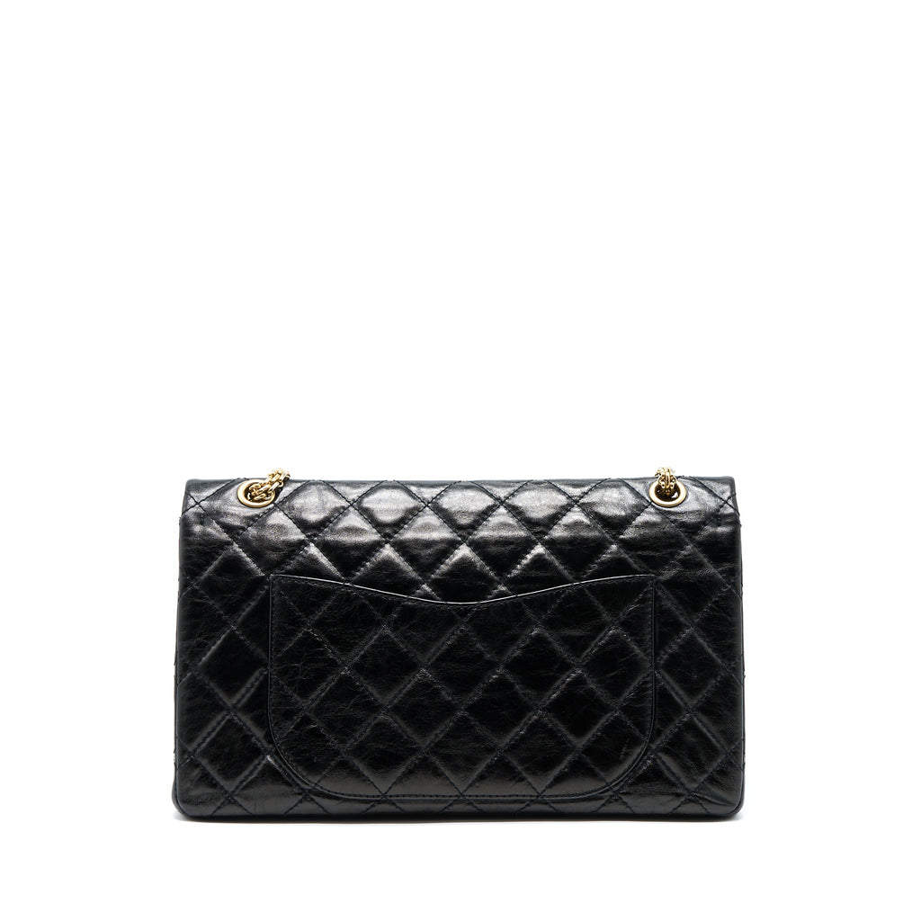 CHANEL 2.55 REISSUE 227 SHINY AGED CALFSKIN BLACK GHW