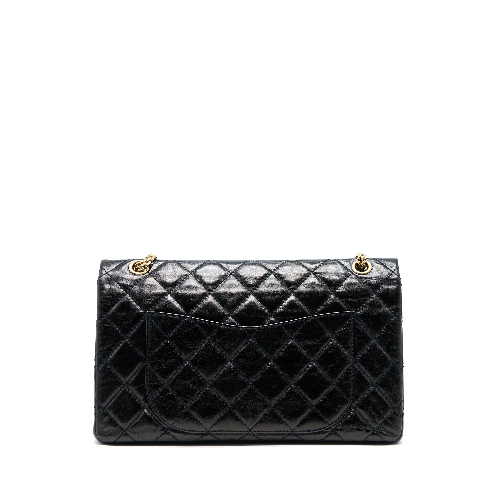 CHANEL 2.55 REISSUE 227 SHINY AGED CALFSKIN BLACK GHW