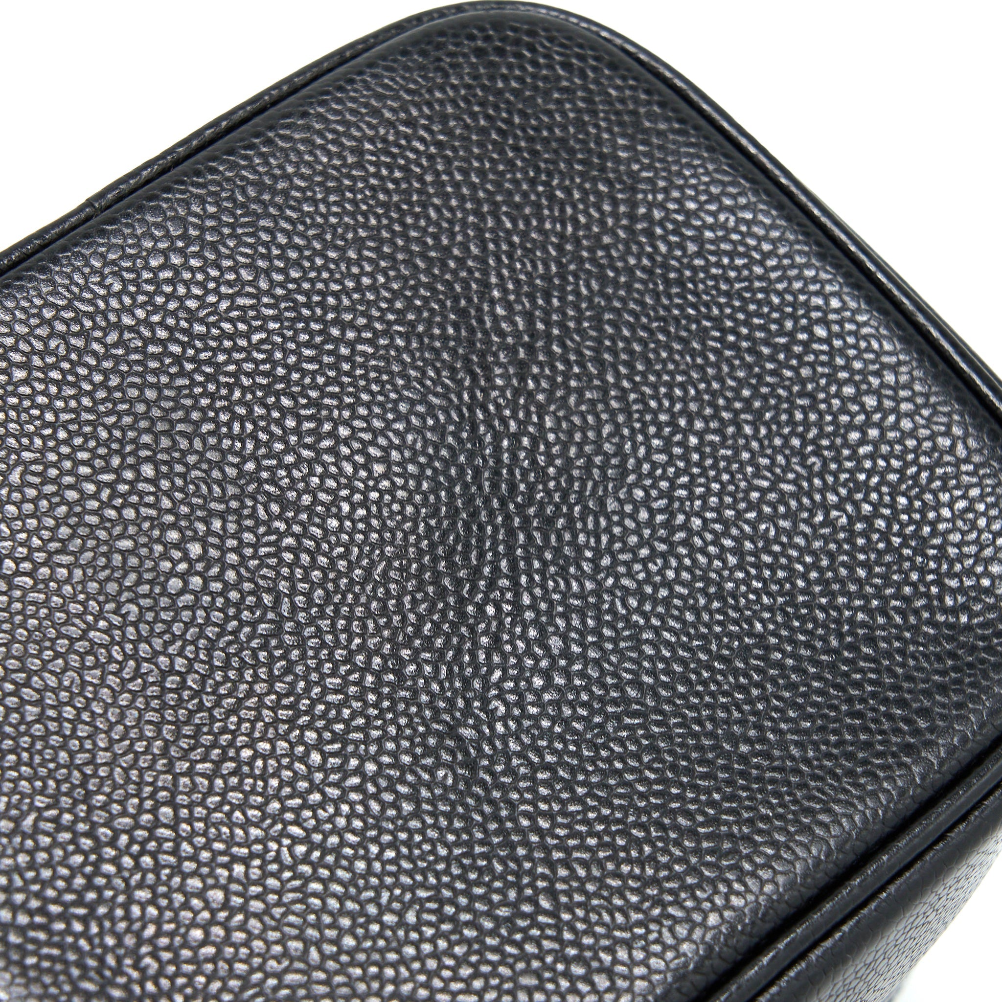 CHANEL VINTAGE VANITY CASE WITH CHAIN CAVIAR BLACK GHW