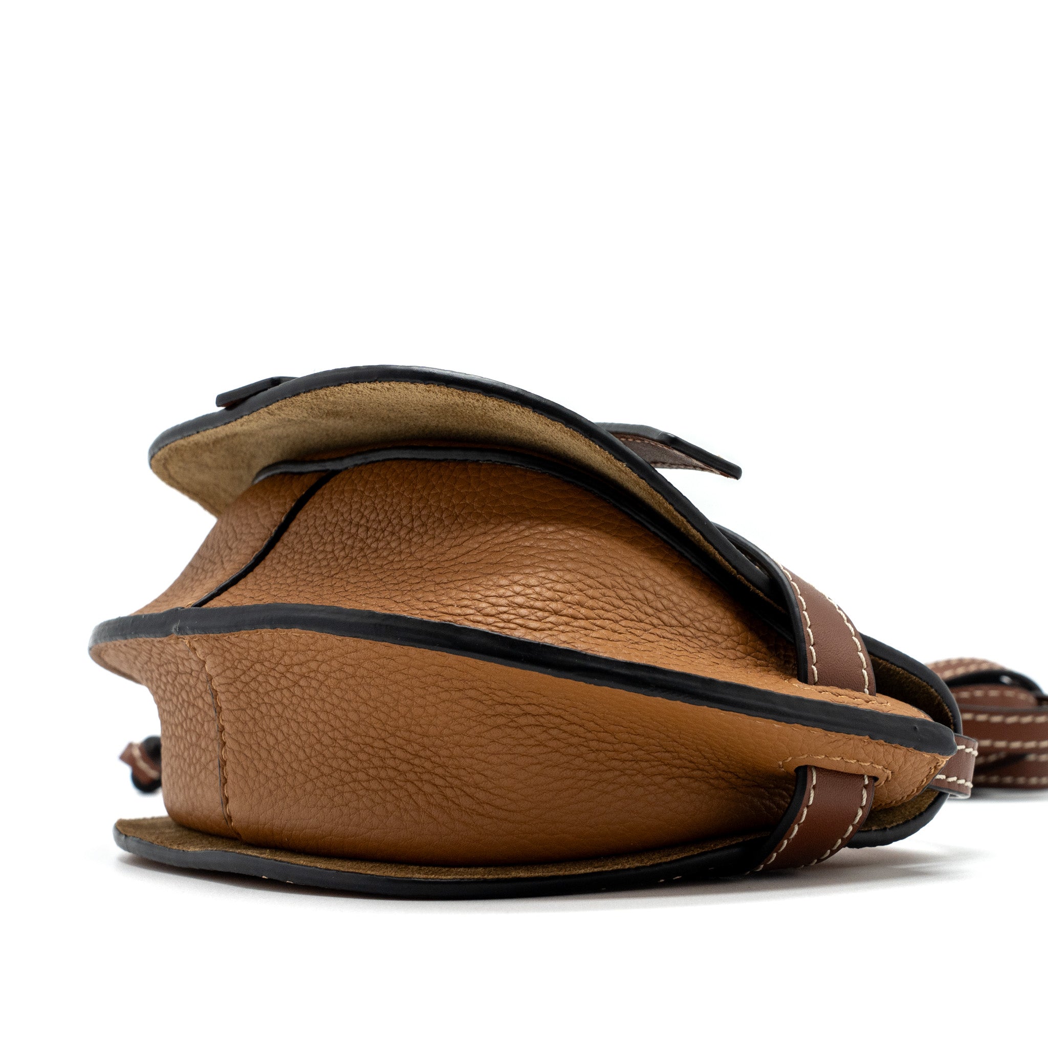 LOEWE MINI GATE GRAINED CALFSKIN BROWN GHW