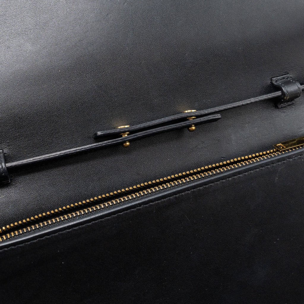 SAINT LAURENT FLAP CHAIN BAG LAMBSKIN BLACK GHW