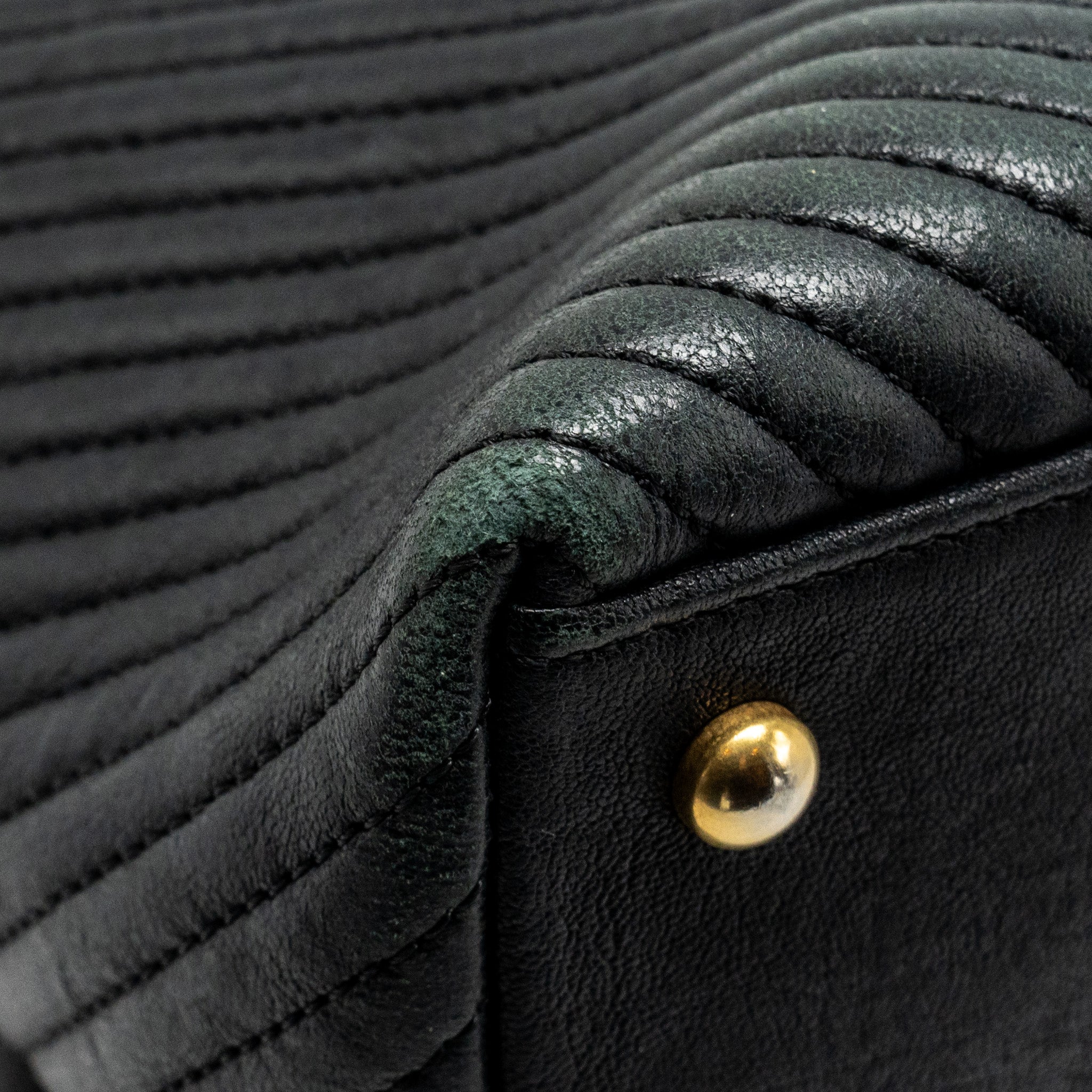 CHANEL CHEVRON SHOPPING TOTE BAG GOATSKIN BLACK GHW