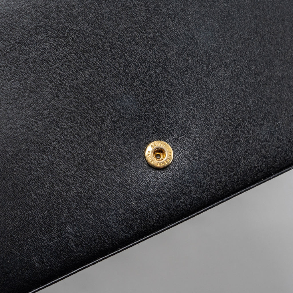 SAINT LAURENT FLAP CHAIN BAG LAMBSKIN BLACK GHW