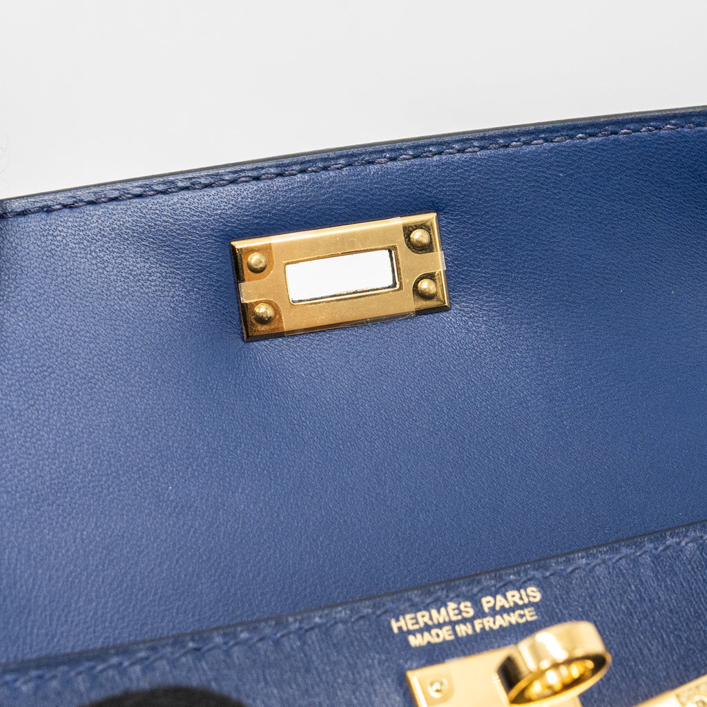 HERMES MINI KELLY II BOX CALFSKIN BLUE SAPHIR GHW