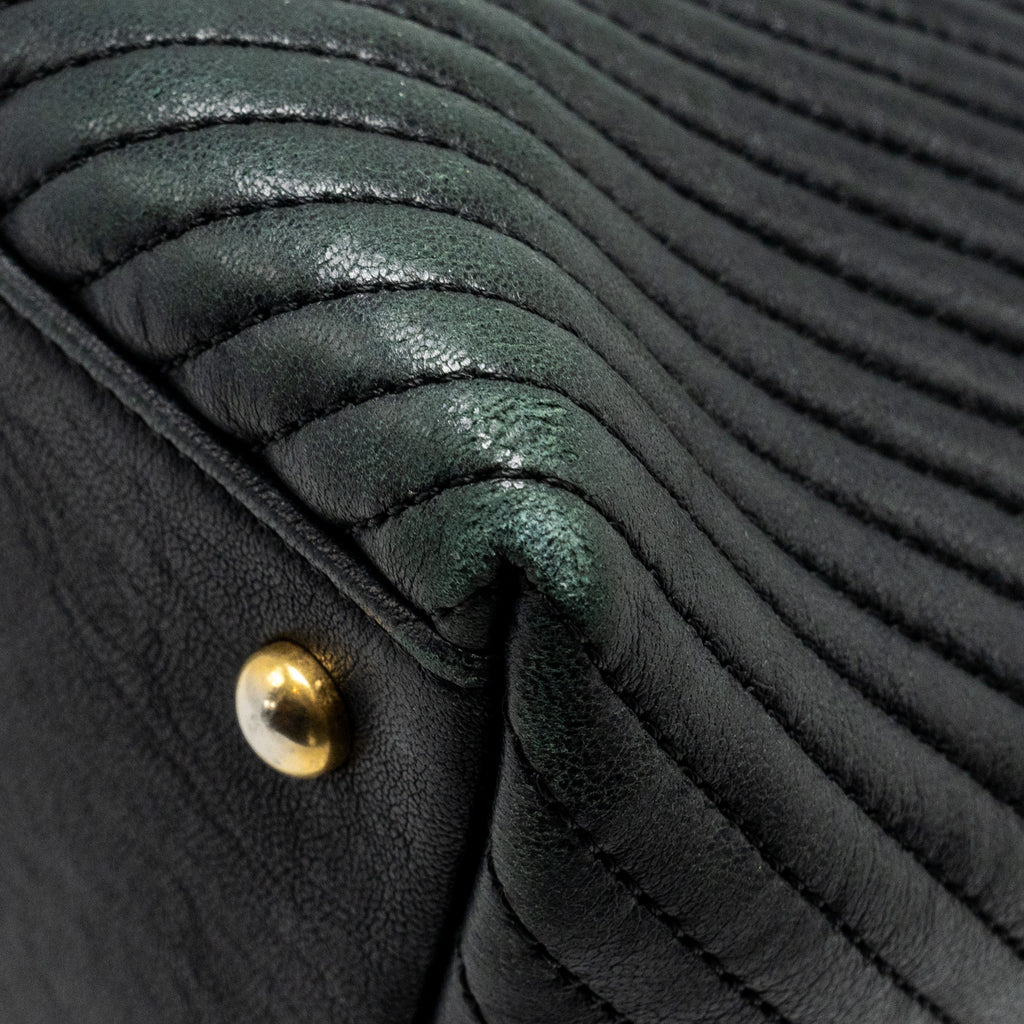 CHANEL CHEVRON SHOPPING TOTE BAG GOATSKIN BLACK GHW