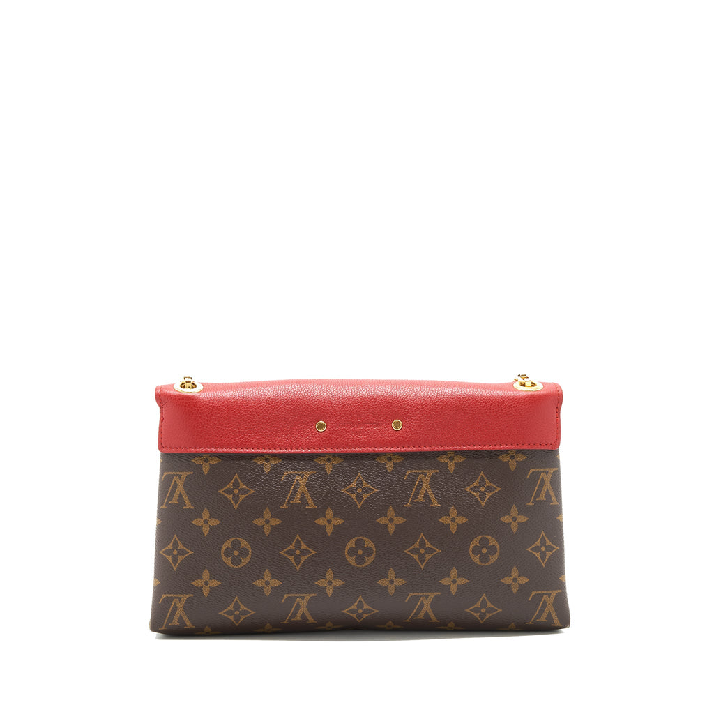 LOUIS VUITTON PALLAS CHAIN HANDBAG MONOGRAM CANVAS RED