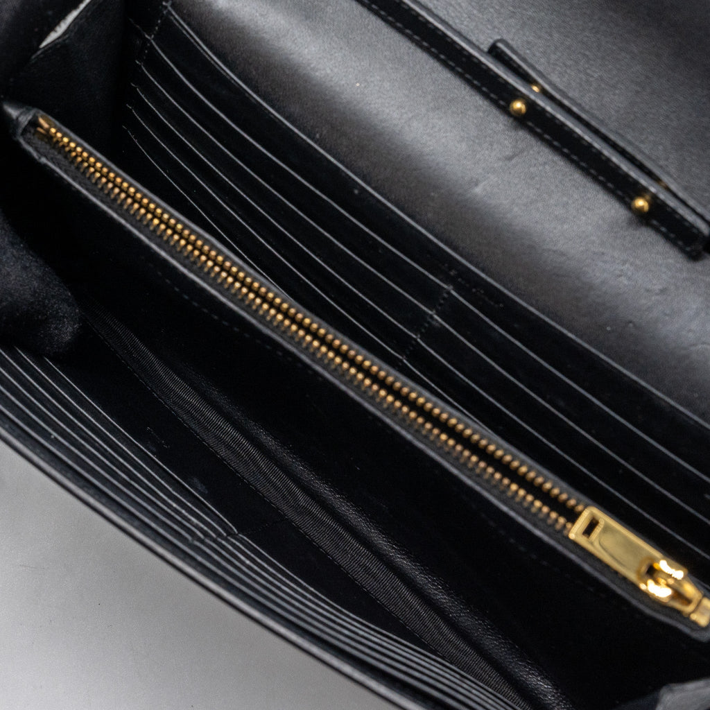 SAINT LAURENT FLAP CHAIN BAG LAMBSKIN BLACK GHW