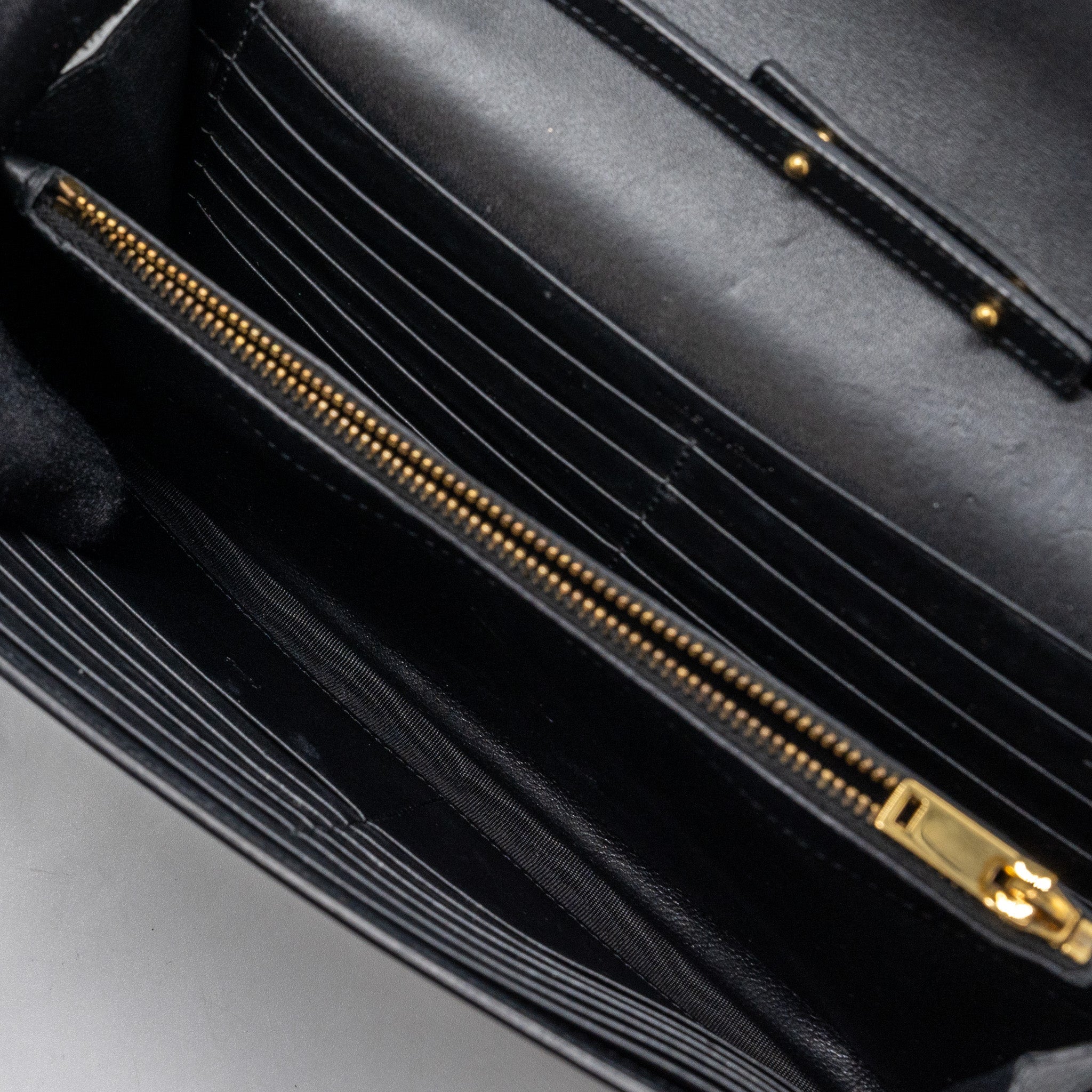SAINT LAURENT FLAP CHAIN BAG LAMBSKIN BLACK GHW