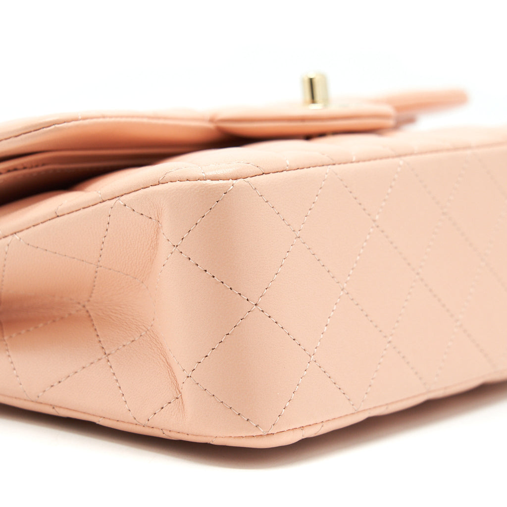 CHANEL SMALL CLASSIC DOUBLE FLAP BAG LAMBSKIN PINK LGHW