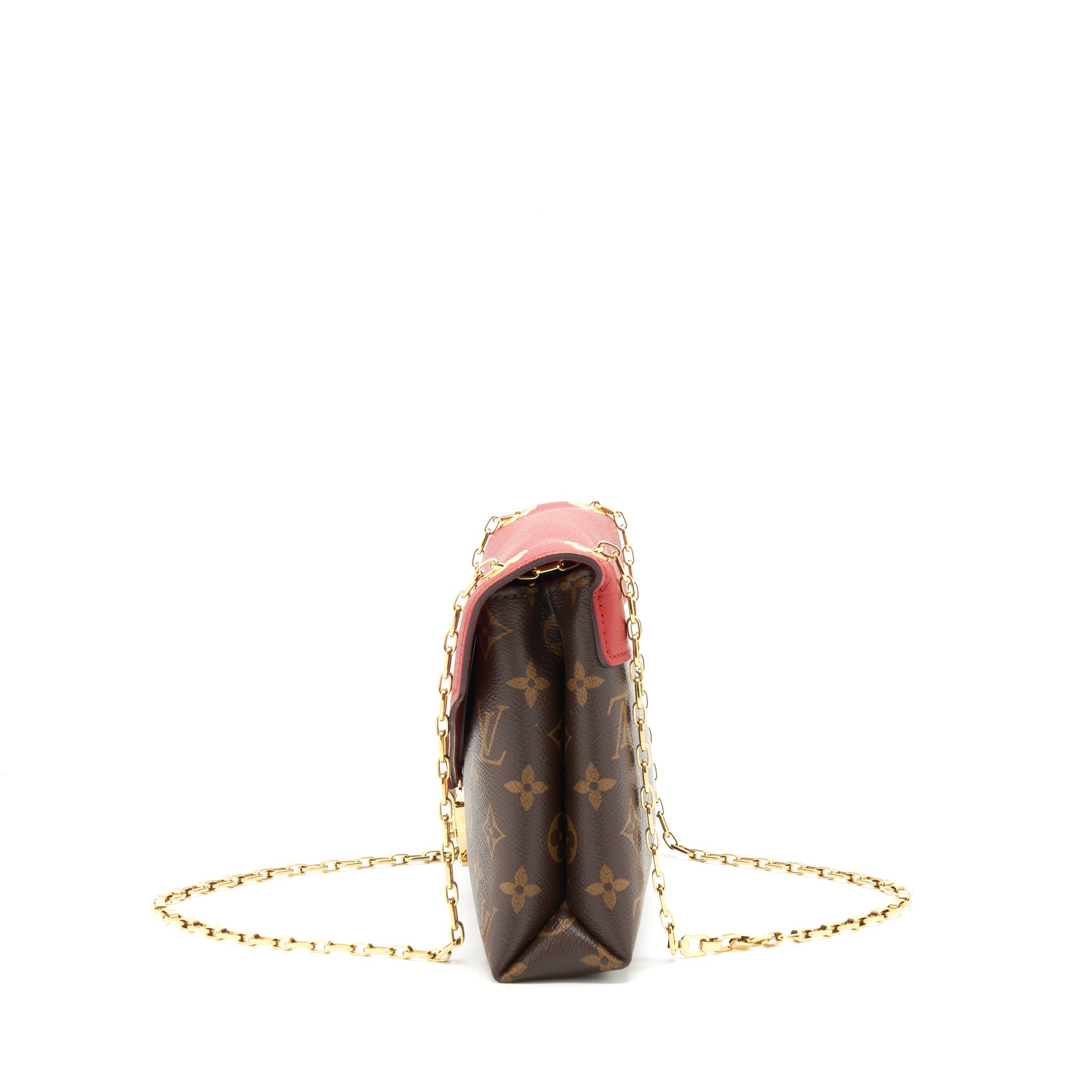 LOUIS VUITTON PALLAS CHAIN HANDBAG MONOGRAM CANVAS RED
