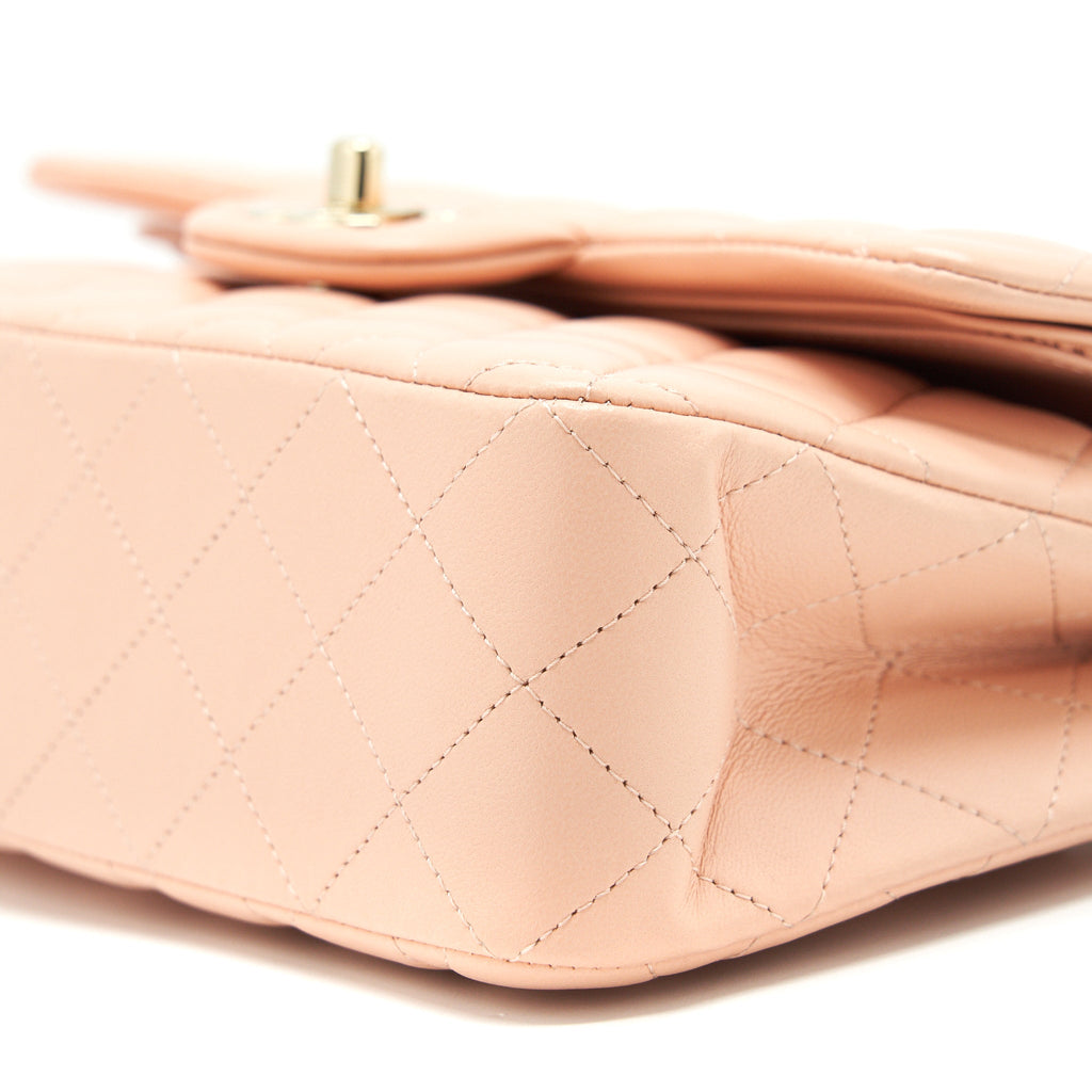 CHANEL SMALL CLASSIC DOUBLE FLAP BAG LAMBSKIN PINK LGHW