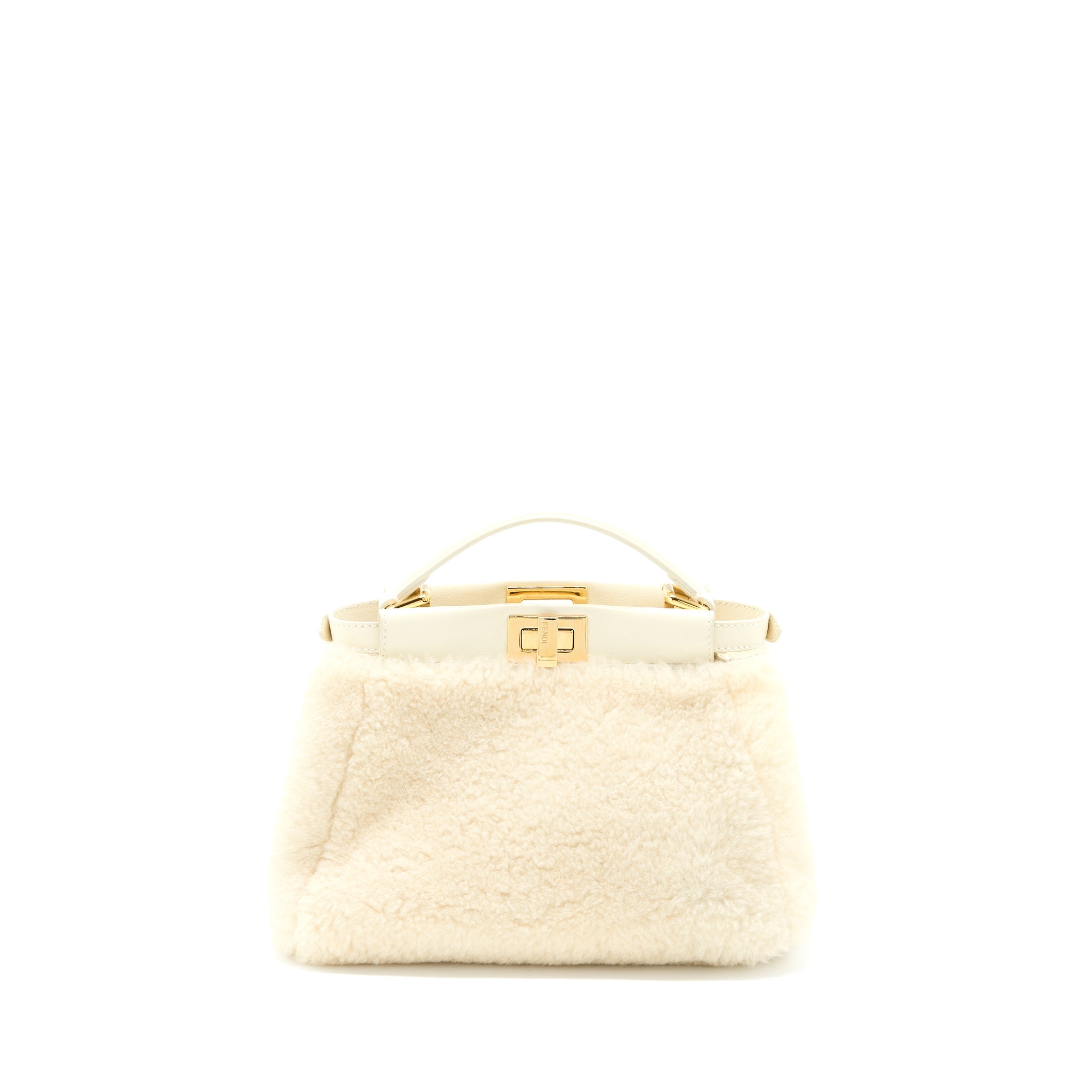 FENDI MINI PEEKABOO BAG MONTONE LISCIO LAMBSKIN WHITE GHW