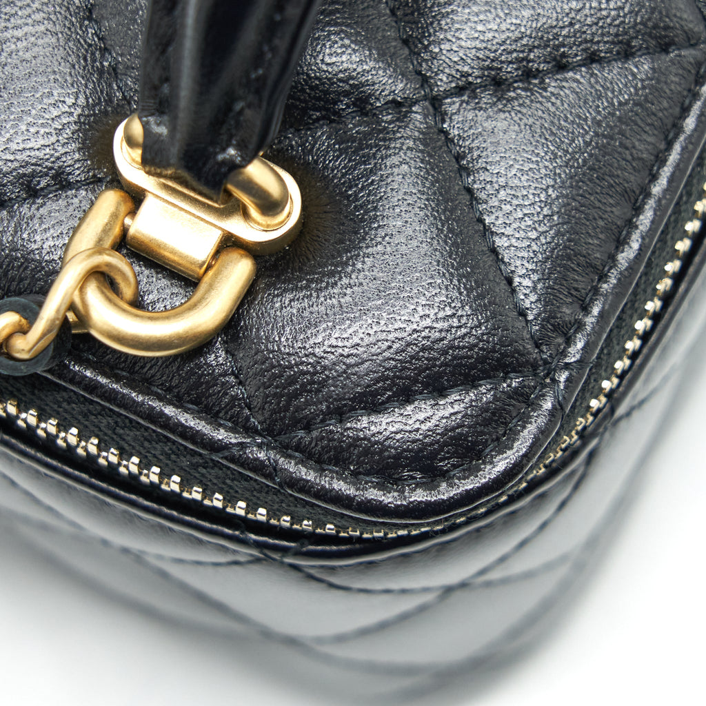 CHANEL TOP HANDLE MINI VANITY CASE LAMBSKIN BLACK GHW