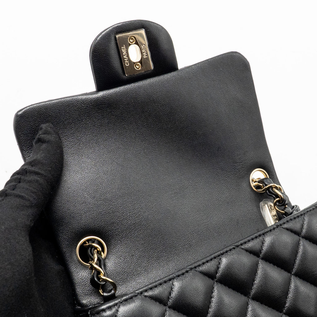 CHANEL MINI SQUARE FLAP BAG LAMBSKIN BLACK LGHW (MICROCHIP)