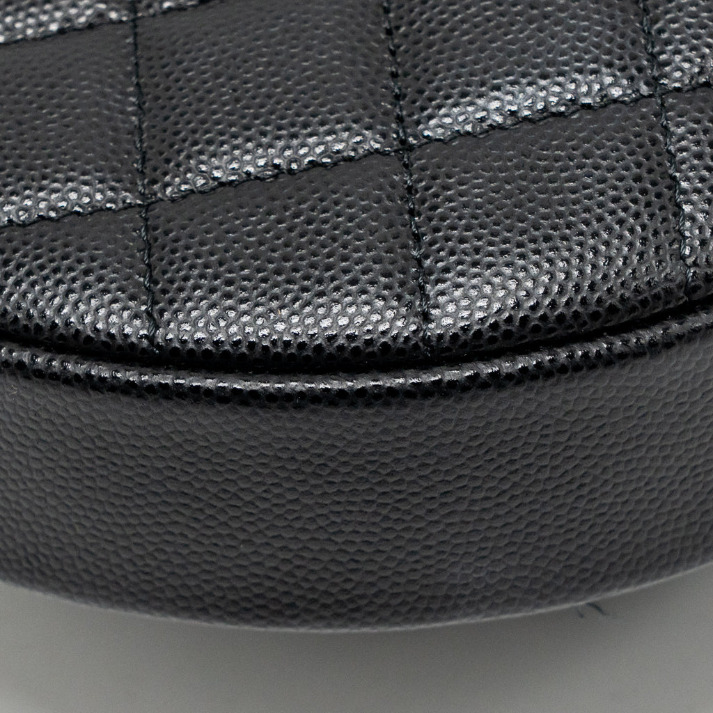 CHANEL 23B ROUND CLUTCH CAVIAR BLACK LGHW (MICROCHIP)