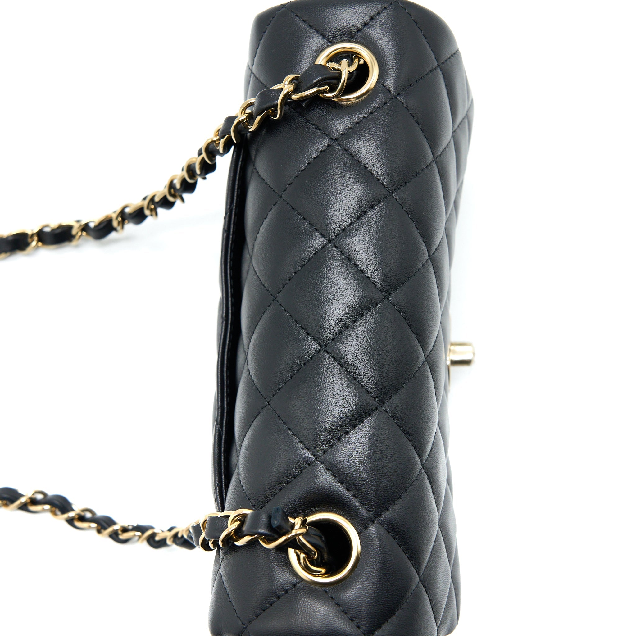 CHANEL CLASSIC MINI RECTANGULAR FLAP BAG LAMBSKIN BLACK LGHW (MICROCHIP)