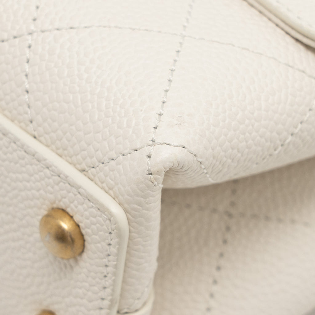 CHANEL CHIC AFFINITY TOP HANDLE FLAP BAG CAVIAR WHITE GHW