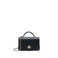 CHANEL 21K TOP HANDLE MINI RECTANGULAR FLAP BAG BLACK LGHW