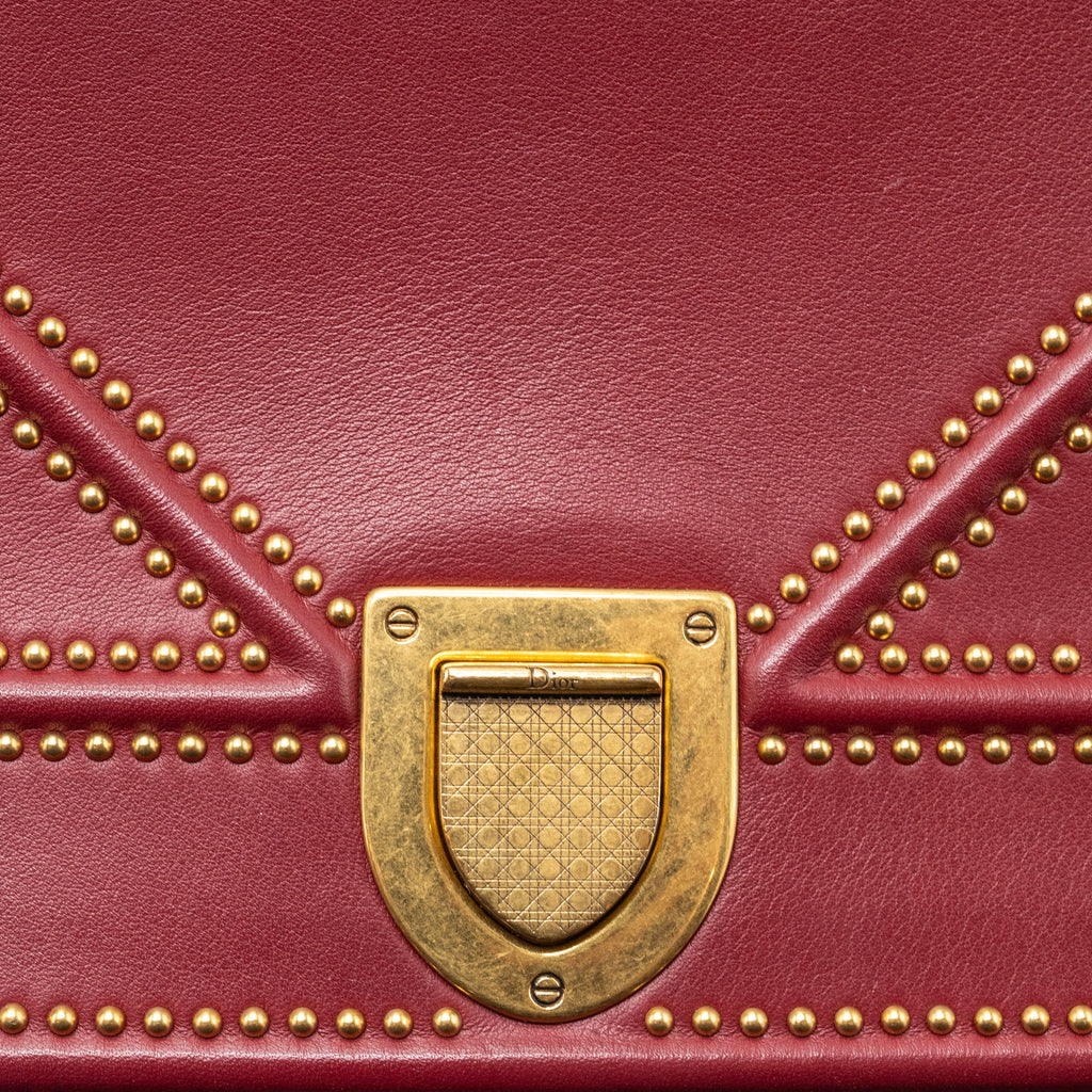 DIOR MEDIUM DIORAMA STUDDED LAMBSKIN RED GHW