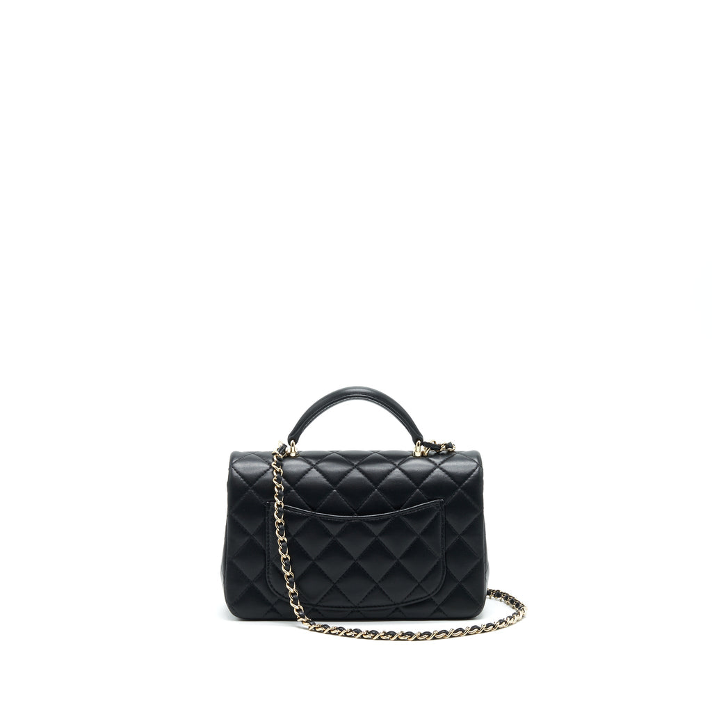 CHANEL 21K TOP HANDLE MINI RECTANGULAR FLAP BAG BLACK LGHW