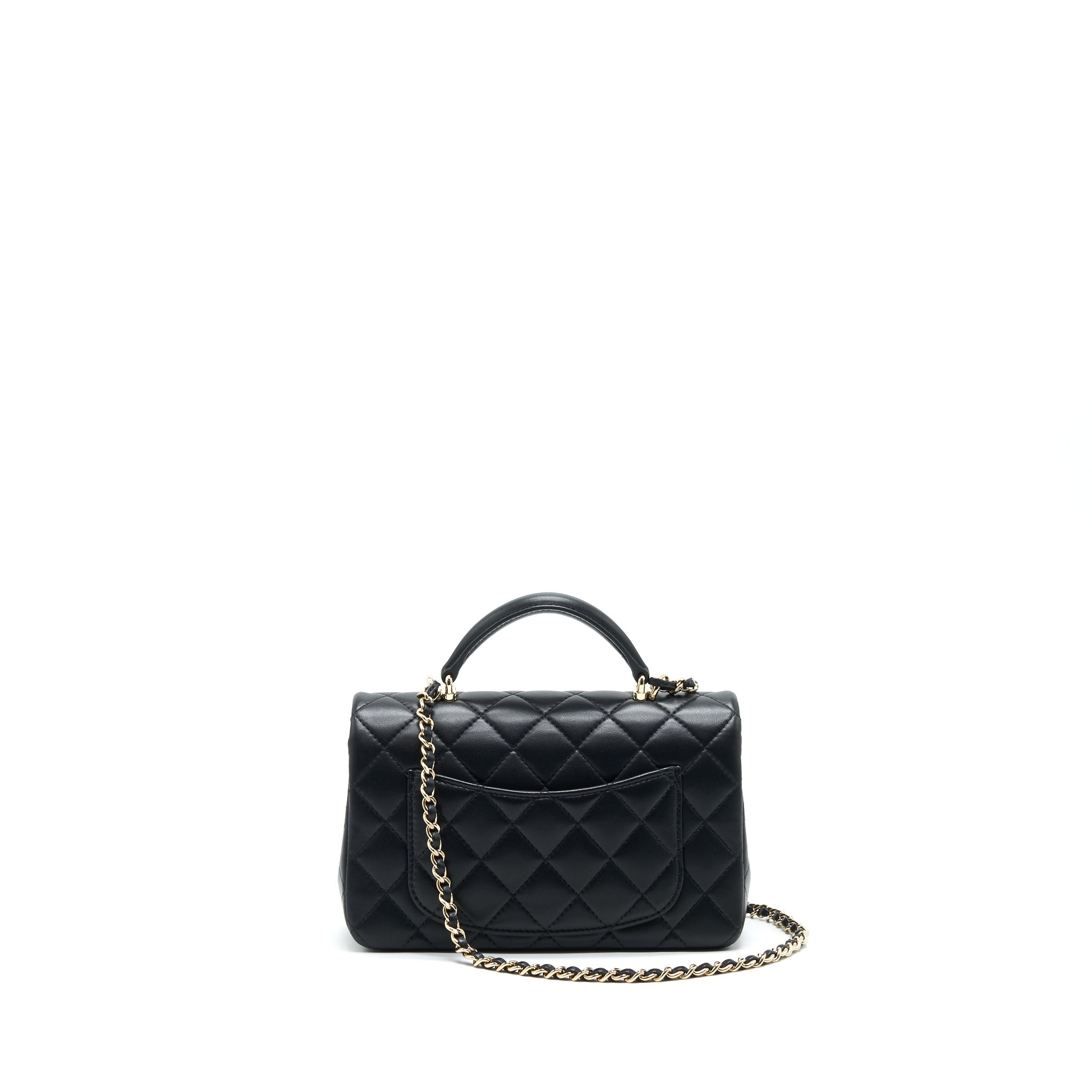CHANEL 21K TOP HANDLE MINI RECTANGULAR FLAP BAG BLACK LGHW