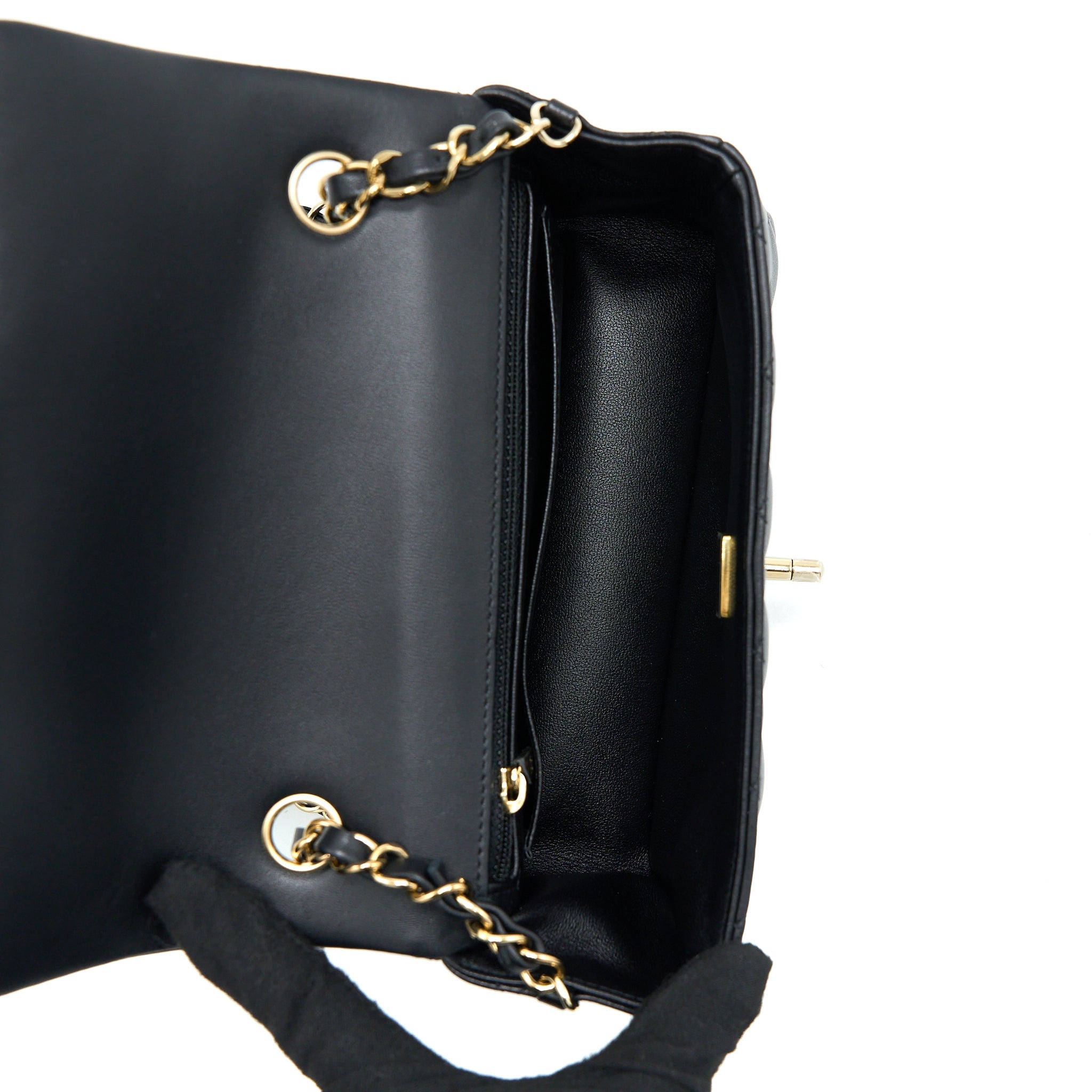 CHANEL CLASSIC MINI RECTANGULAR FLAP BAG LAMBSKIN BLACK LGHW (MICROCHIP)