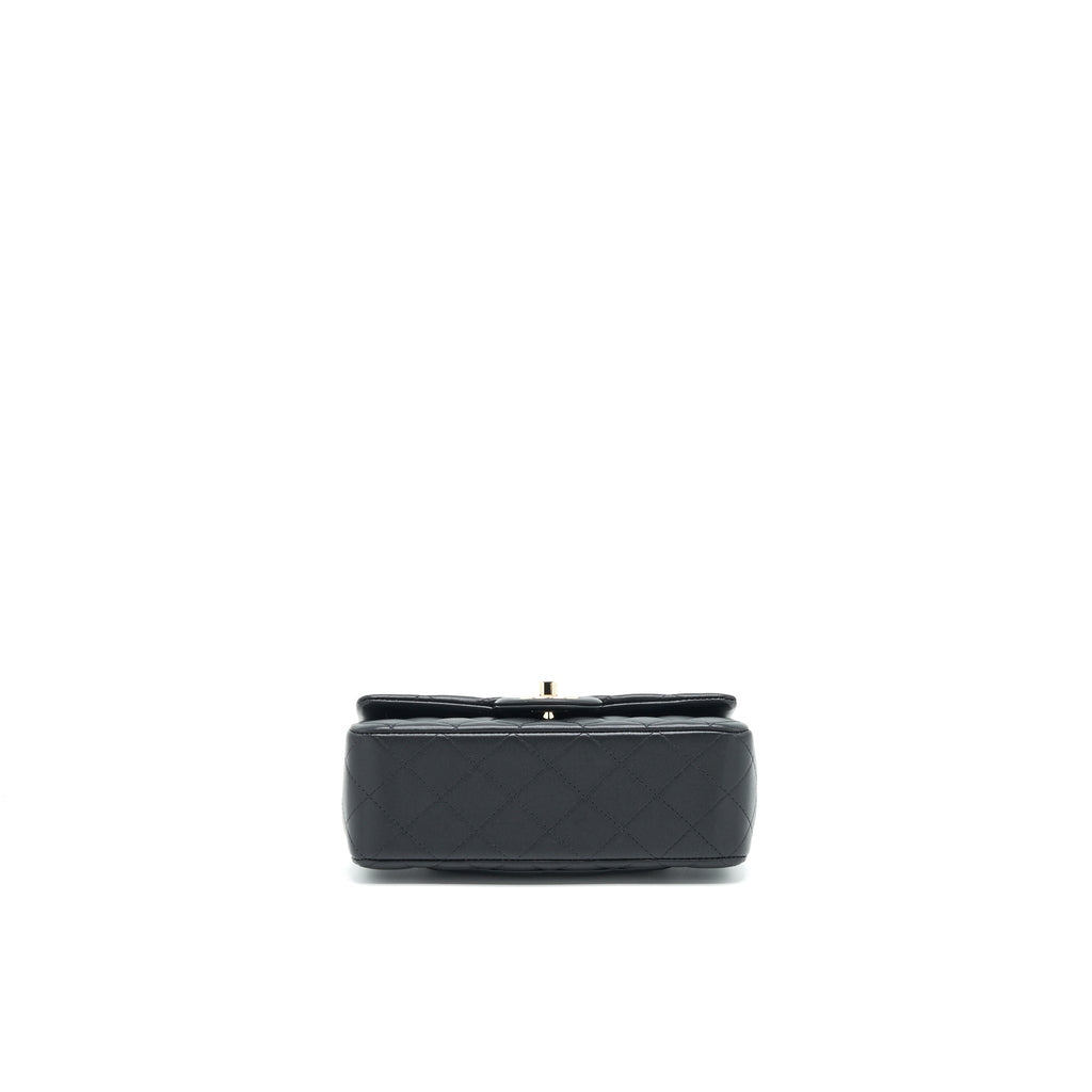 CHANEL TOP HANDLE MINI RECTANGULAR FLAP BAG LAMBSKIN BLACK LGHW (MICROCHIP)
