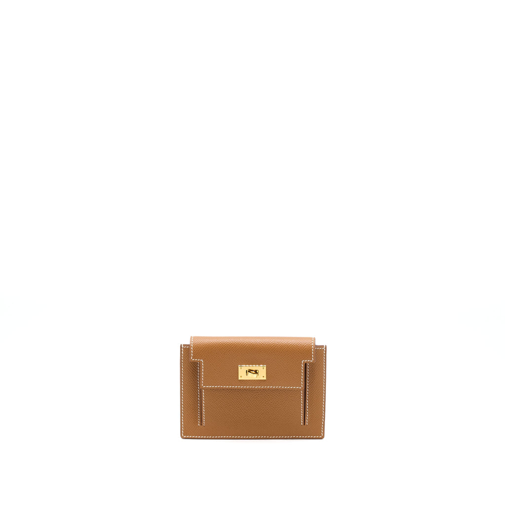 HERMES KELLY POCKET COMPACT EPSOM GOLD GHW