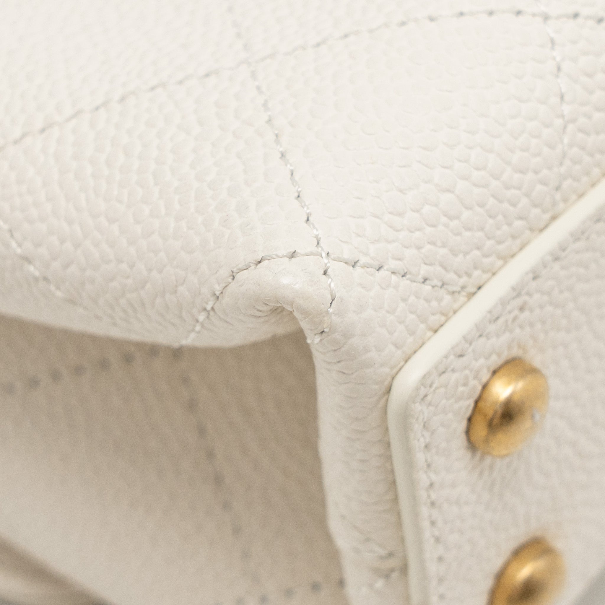 CHANEL CHIC AFFINITY TOP HANDLE FLAP BAG CAVIAR WHITE GHW