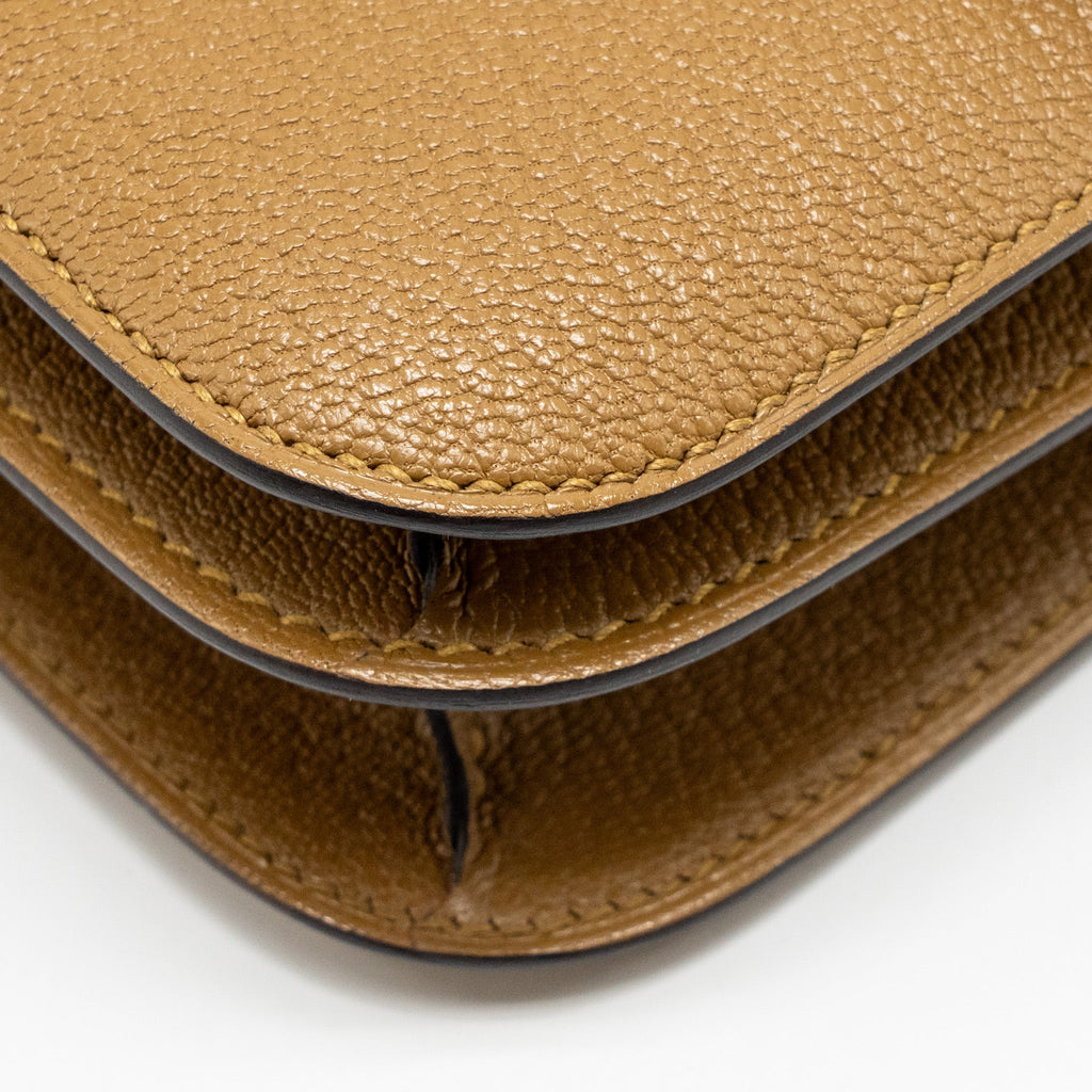 HERMES MINI CONSTANCE CHEVRE MYSORE KRAFT/BLEU BRUME GHW